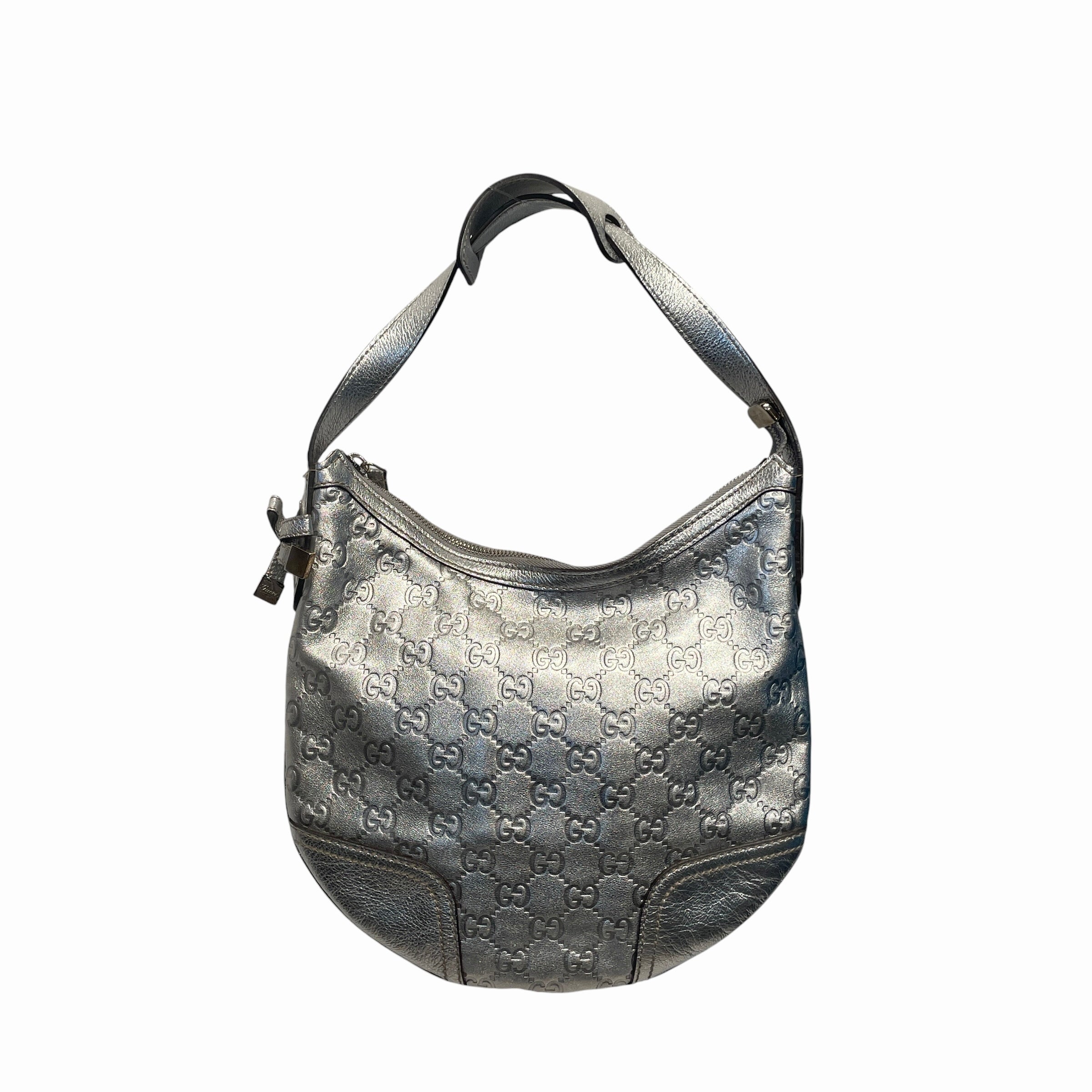 GUCCI/Tote Bag/Monogram/Leather/SLV/GG SIGNATURE PRINCY SMALL HOBO view 1