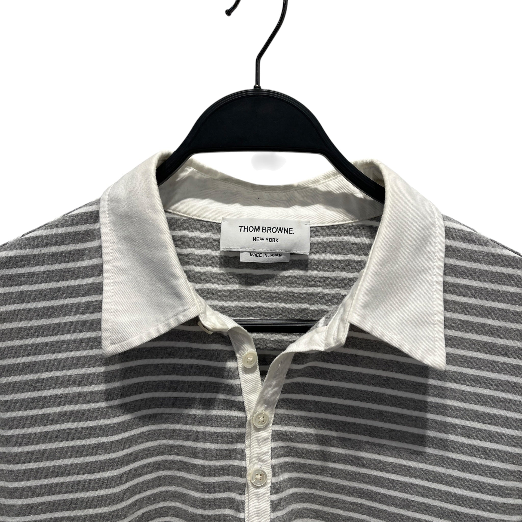 THOM BROWNE. NEW YORK/Polo Shirt/M/Cotton/GRY/STRIPED view 3