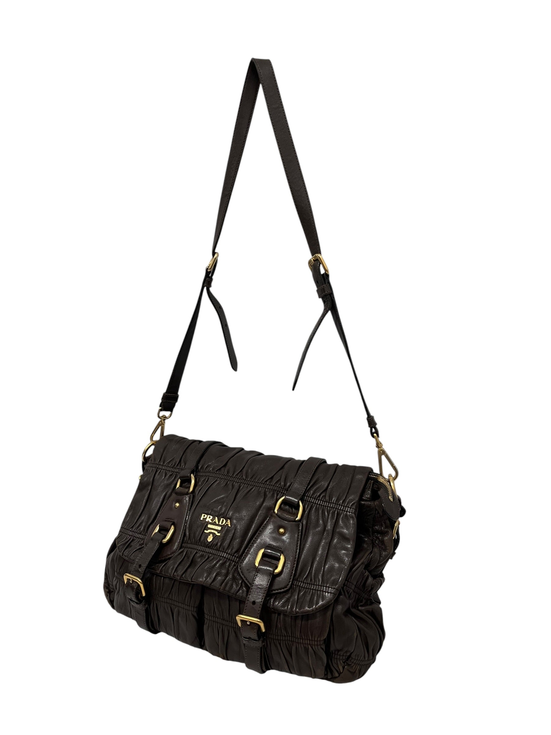 PRADA/Cross Body Bag/Leather/BRW/50 view 3