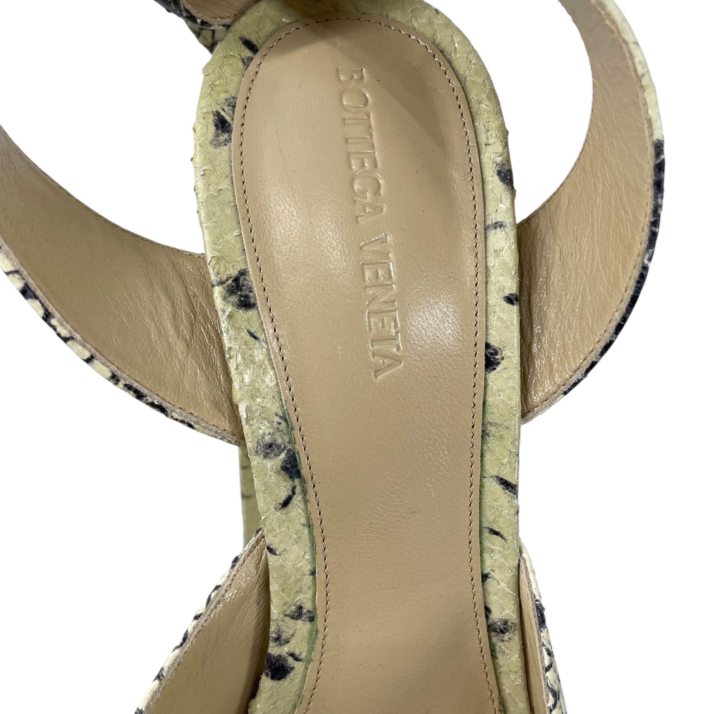 BOTTEGA VENETA/Heels/EU 41/Animal Pattern/Leather/IVR/FLAT TOE ANKLE WRAP HEEL view 3