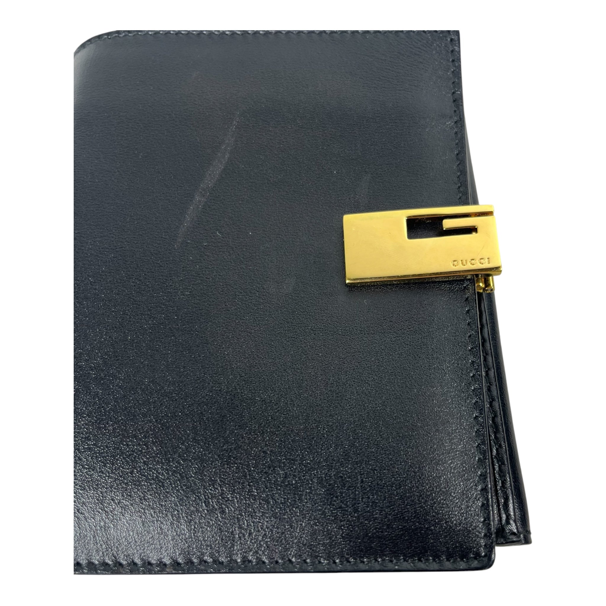 GUCCI/Wallet/Leather/BLK/M's/G clasp view 6