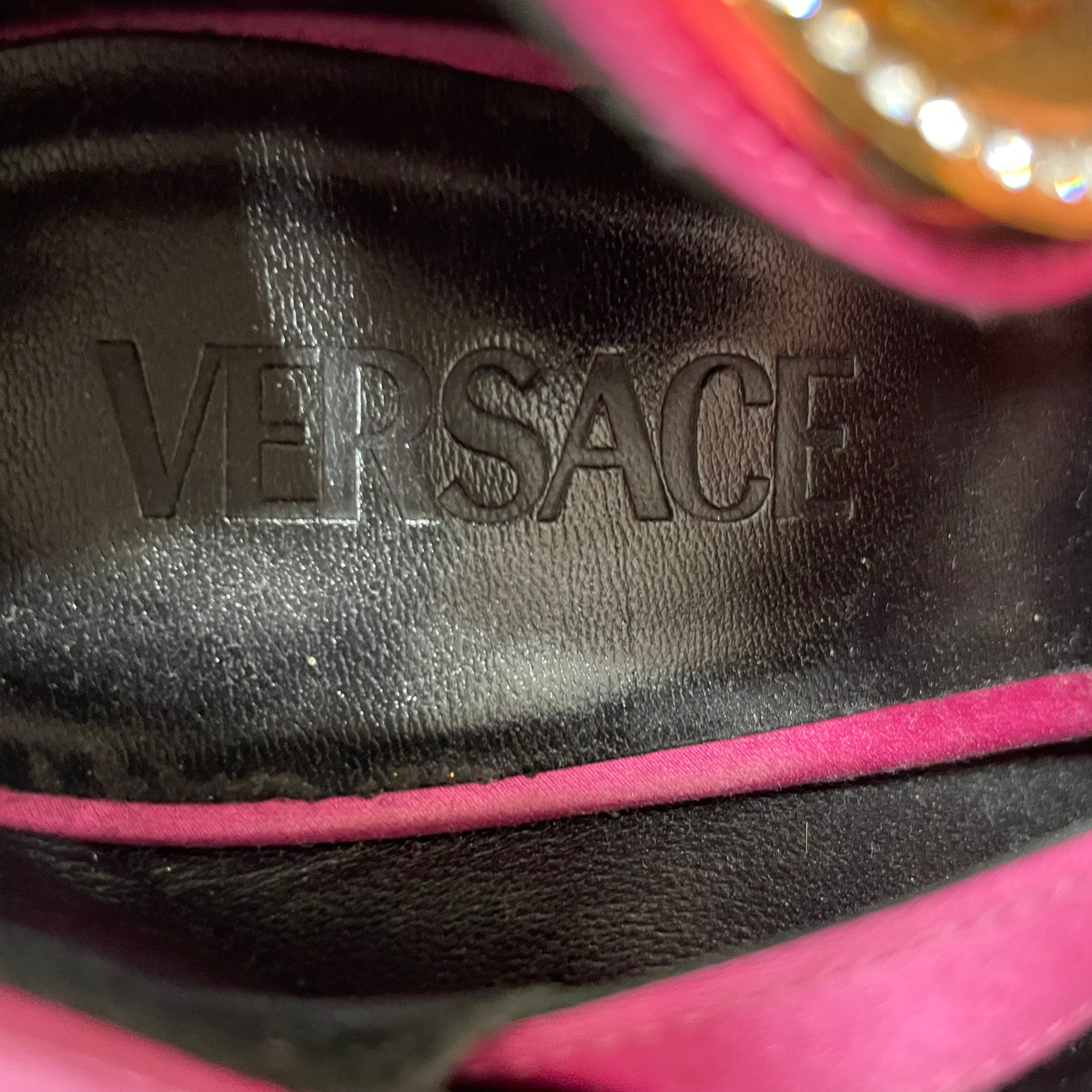 VERSACE/Heels/EU 40.5/Polyester/PNK/Chunky Heel/GOLD HARDWARE view 3