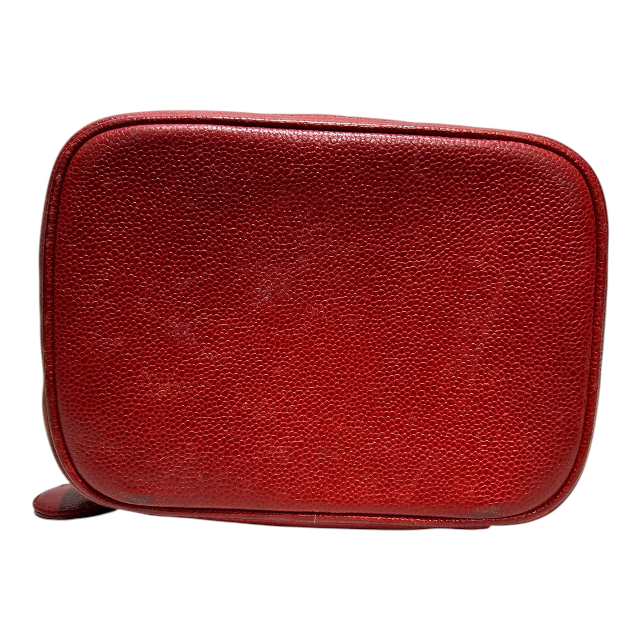 CHANEL/Pouch/Leather/RED/MAKEUP TRAVEL BAG CC FRNT view 3