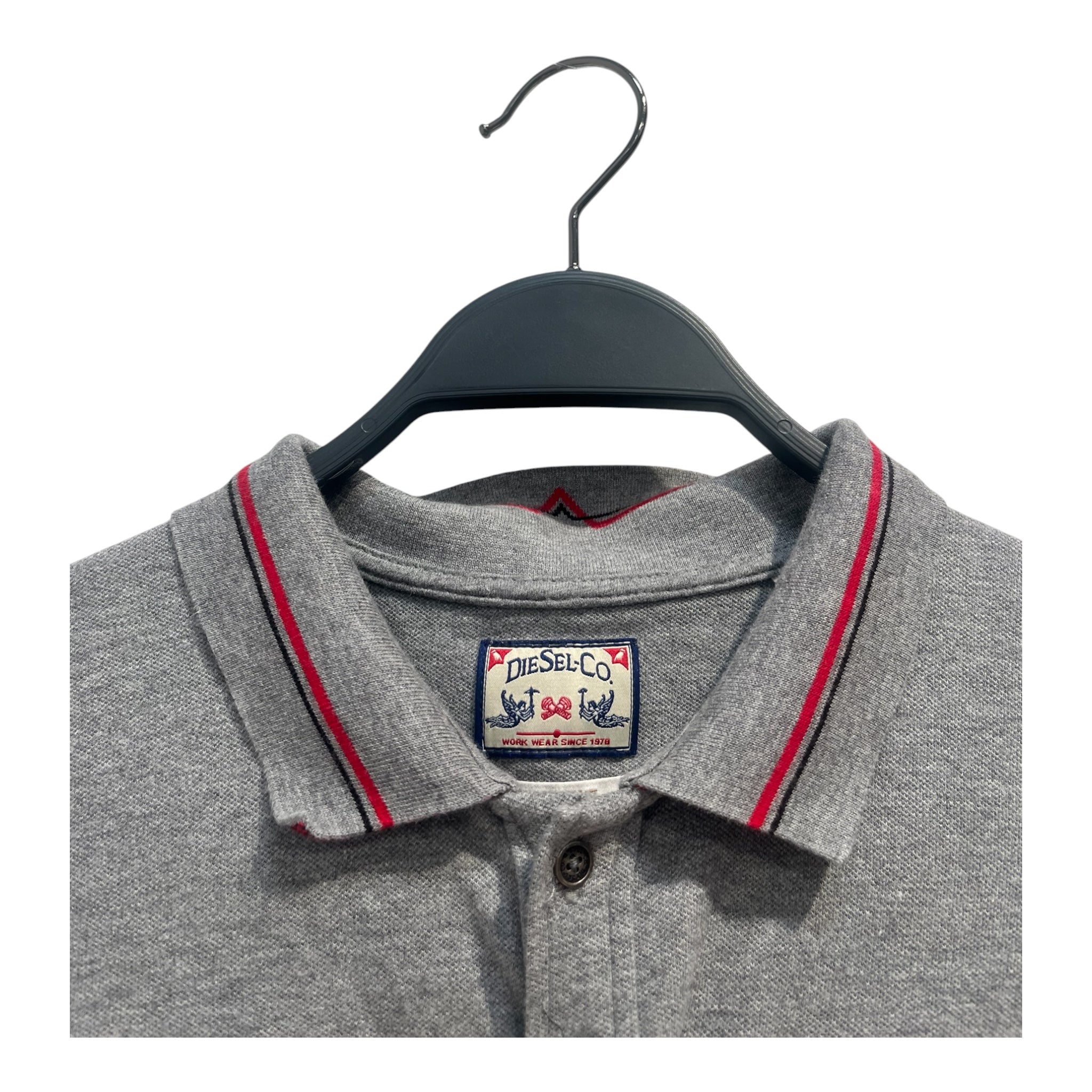 DIESEL/Polo Shirt/L/Cotton/GRY/CHIEF METAL LOGO ON HEART view 3