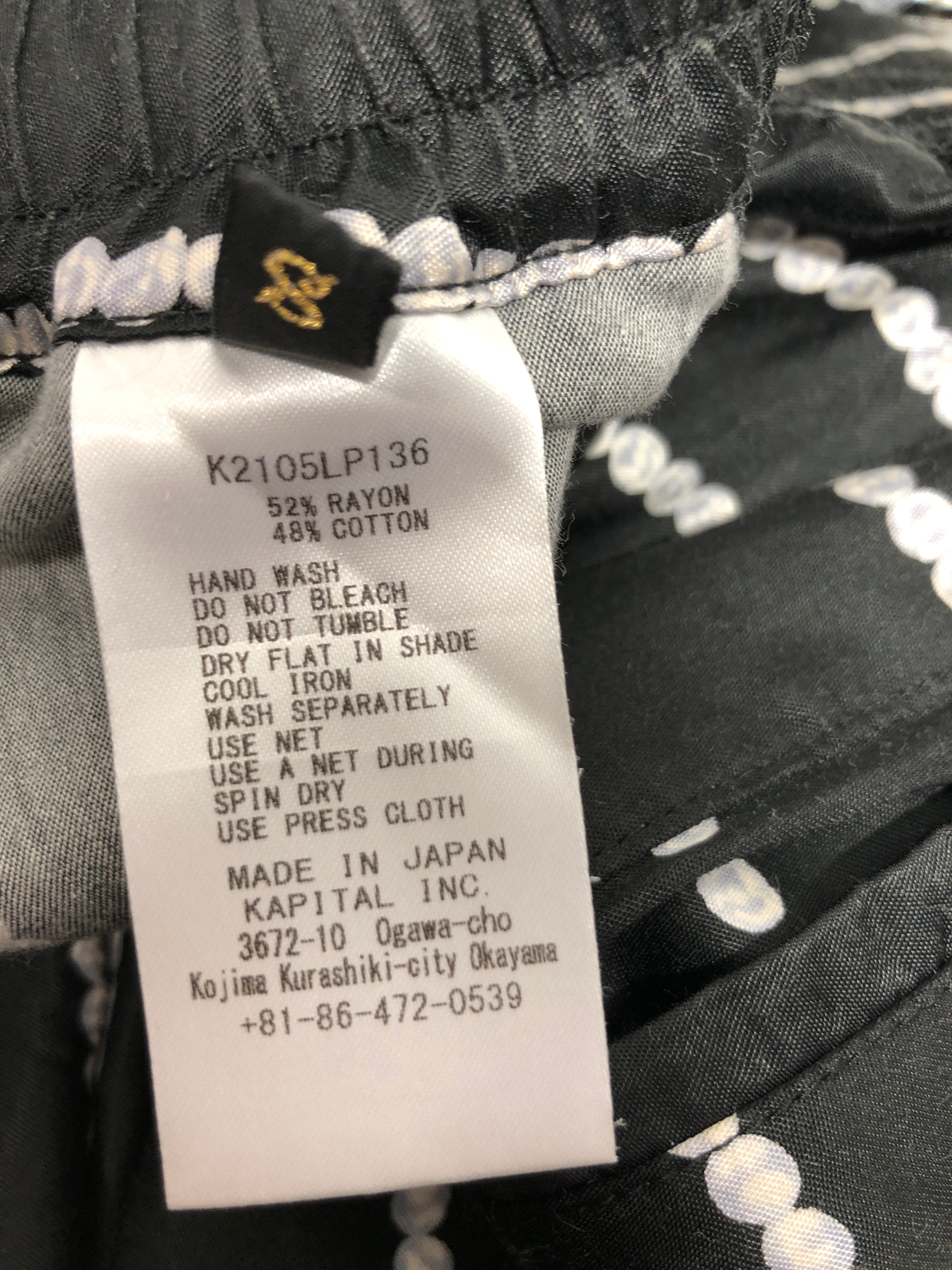 KAPITAL/Pants/1/Rayon/BLK/All Over Print/strings of pearls view 3