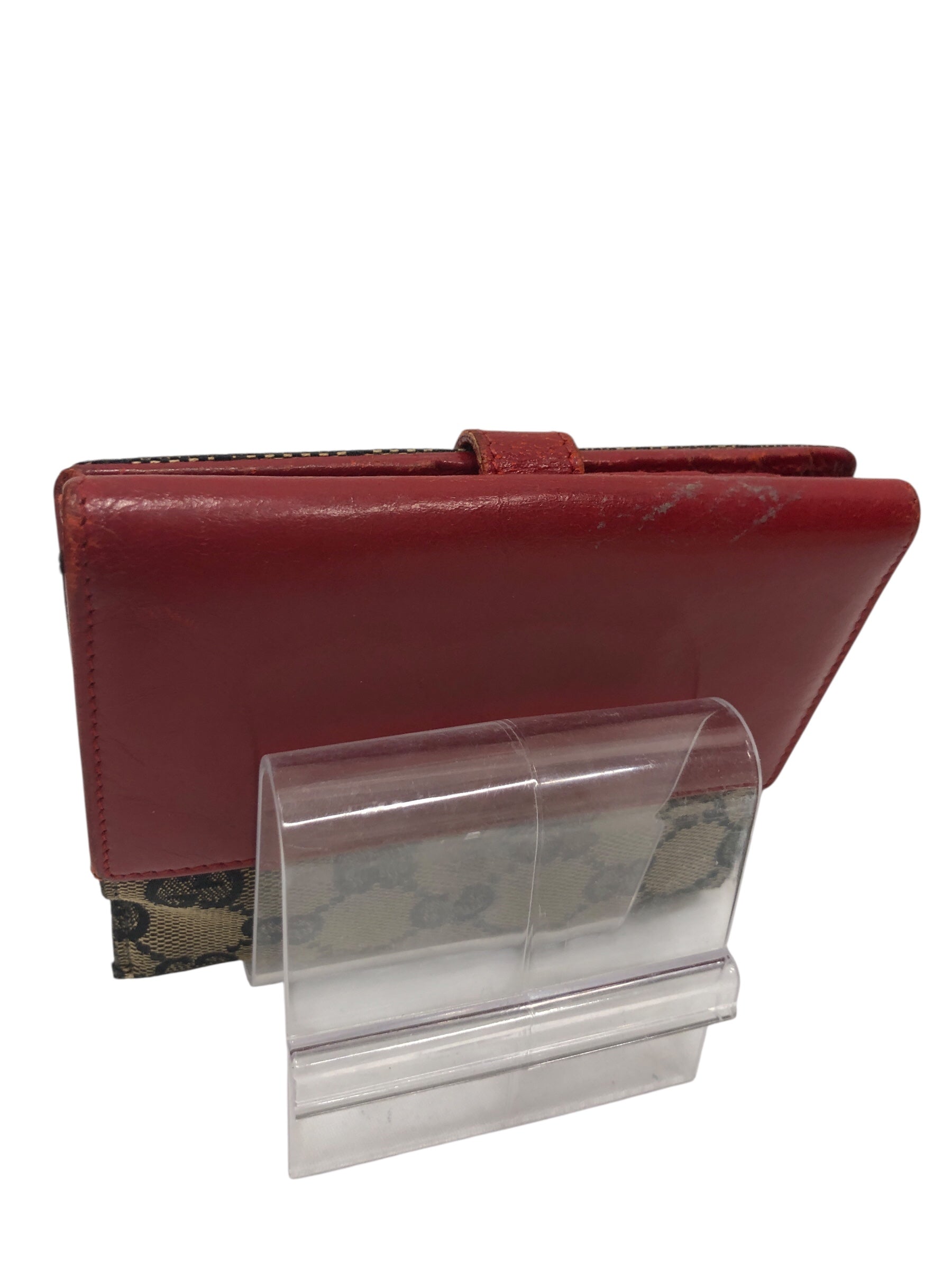 GUCCI/Trifold Wallet/Monogram/Cotton/RED/L's/ view 2