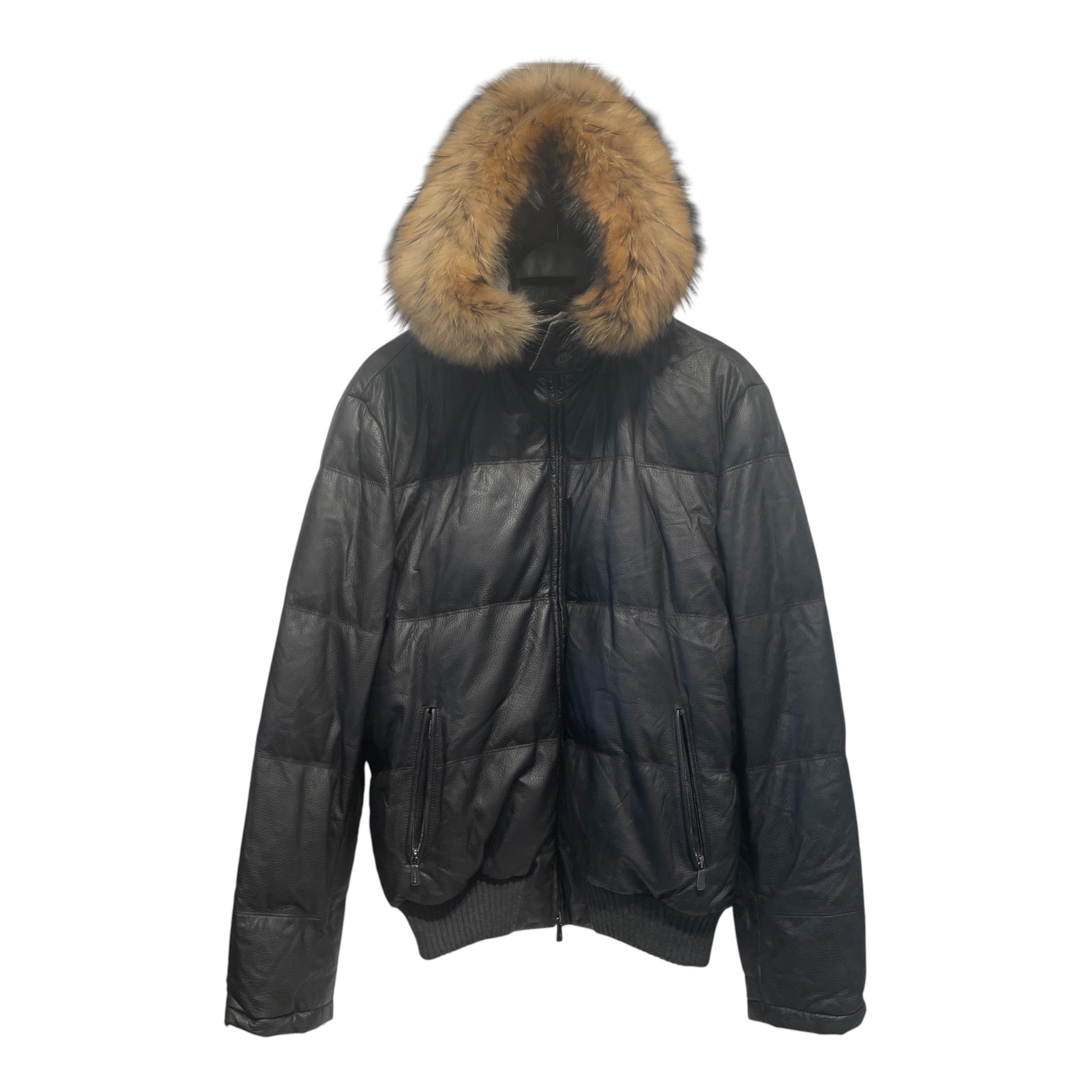 ENRICO MANDELLI/Coat/49/Leather/BRW/fur lined hood view 1