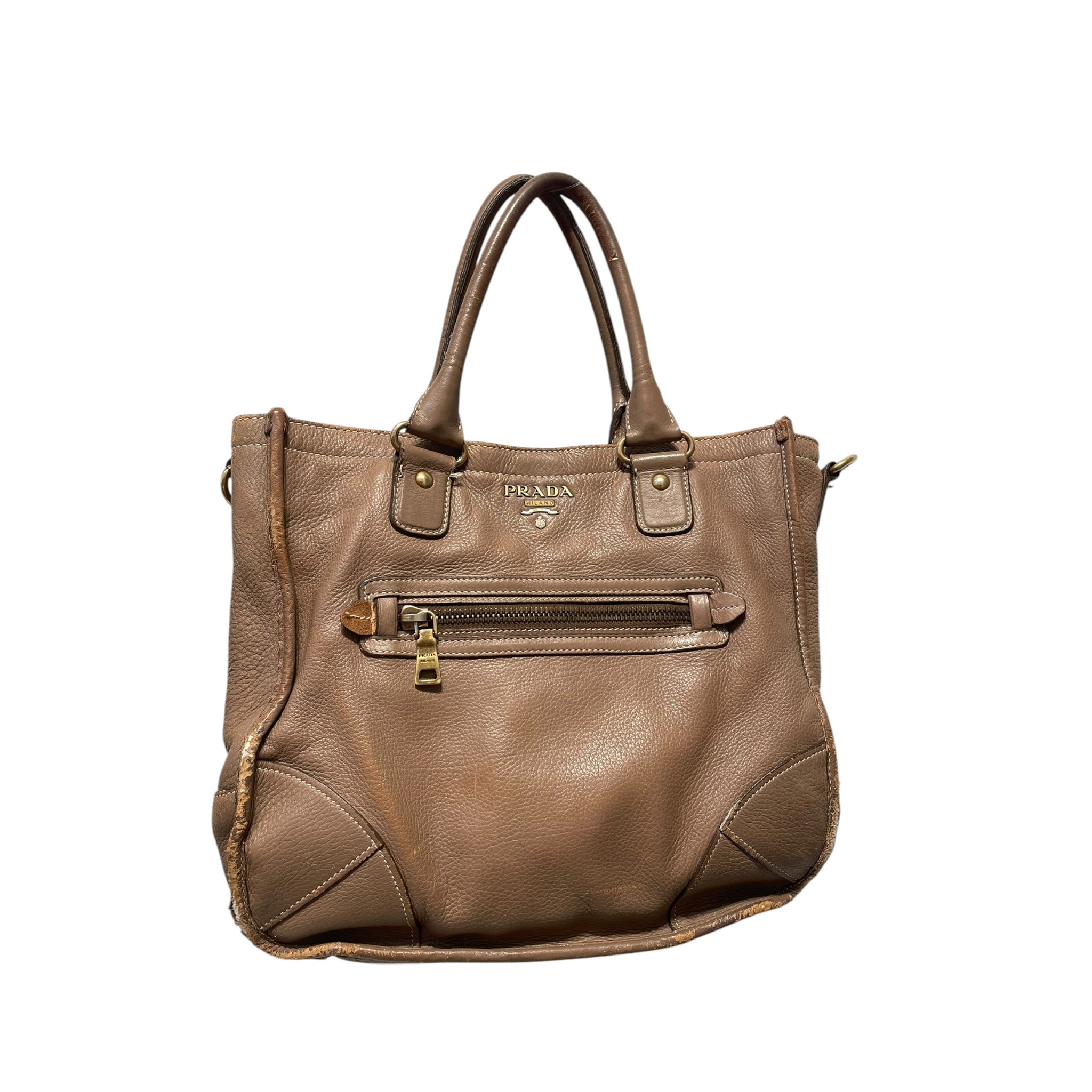 PRADA/Cross Body Bag/Leather/BRW/cross bag view 1
