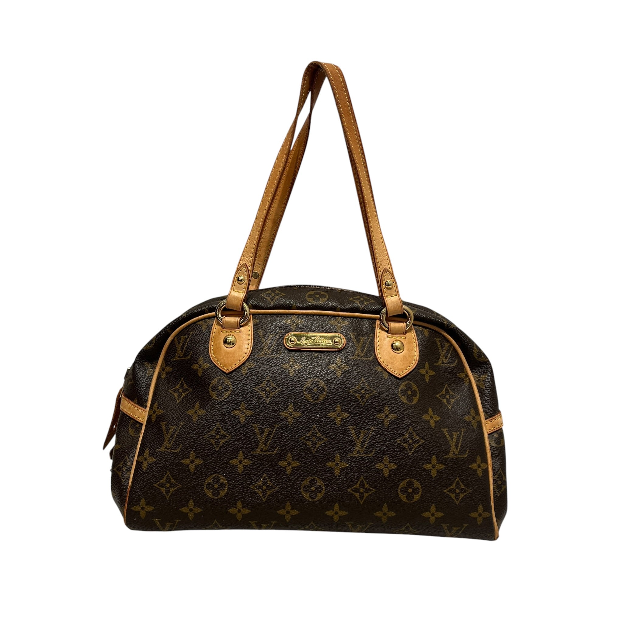 LOUIS VUITTON/Hand Bag/Monogram/Leather/BRW/Montorgueil PM Brown Shoulder view 1