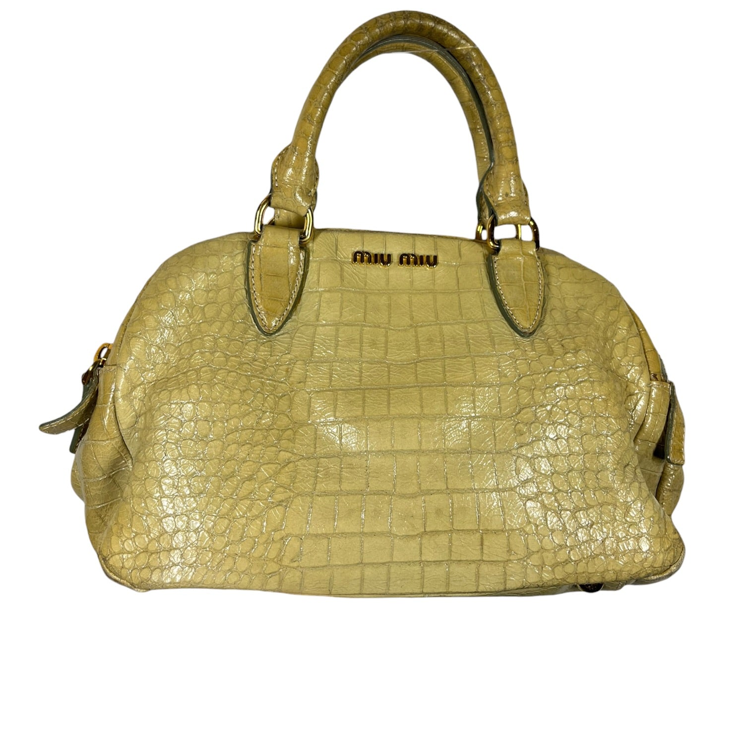 MIU MIU/Hand Bag/Animal Pattern/Leather/YEL/DOUBLE ZIP CROC LEATHER BAG view 1