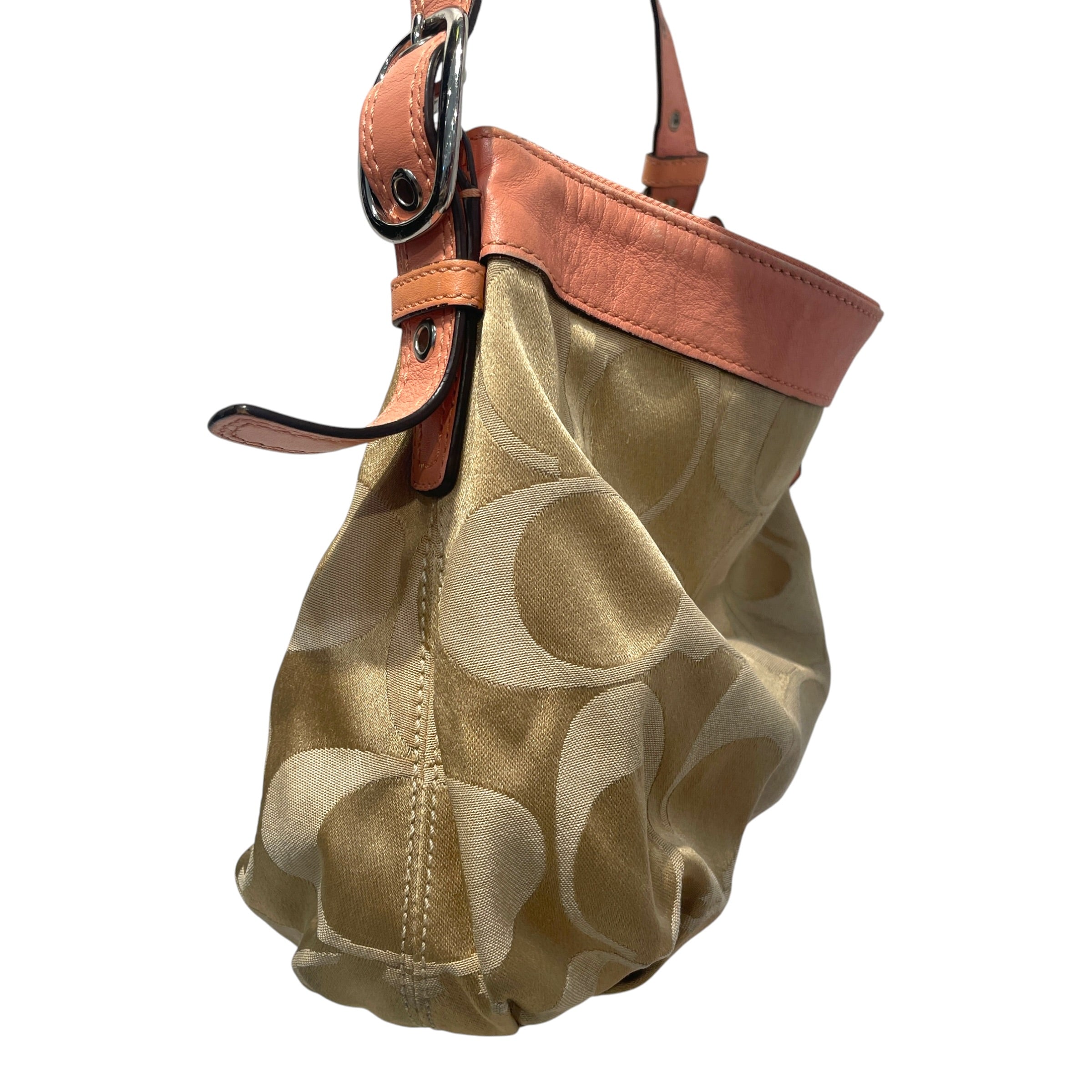 COACH/Hand Bag/Leather/PNK/Cotton Monogram Hobo Bag view 4