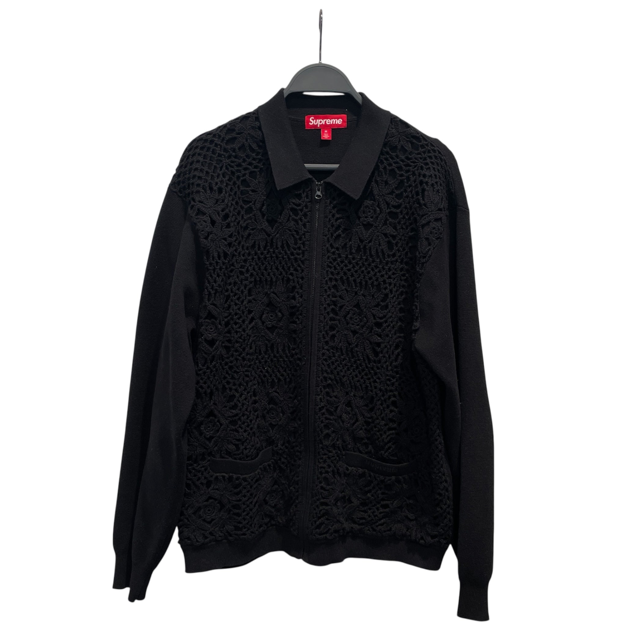 Supreme/Cardigan/M/Cotton/BLK/SS25 CROCHET ZIP-UP view 1