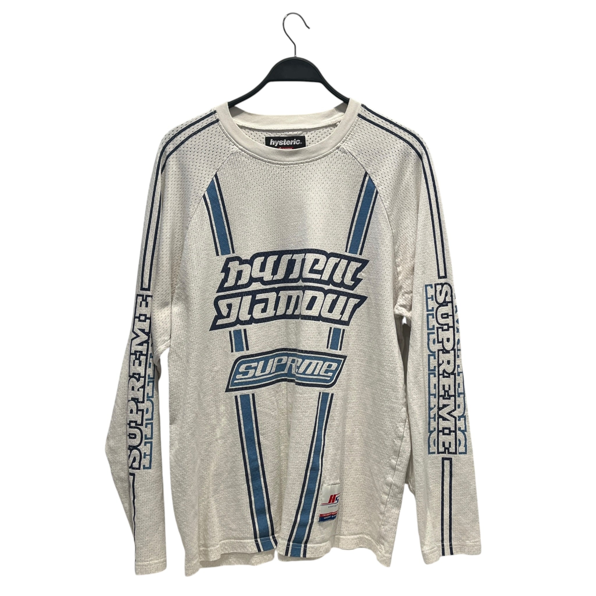 Supreme/HYSTERIC GLAMOUR/LS T-Shirt/L/Nylon/WHT/WHT&BLUE MESH LONG SLEEVE view 1
