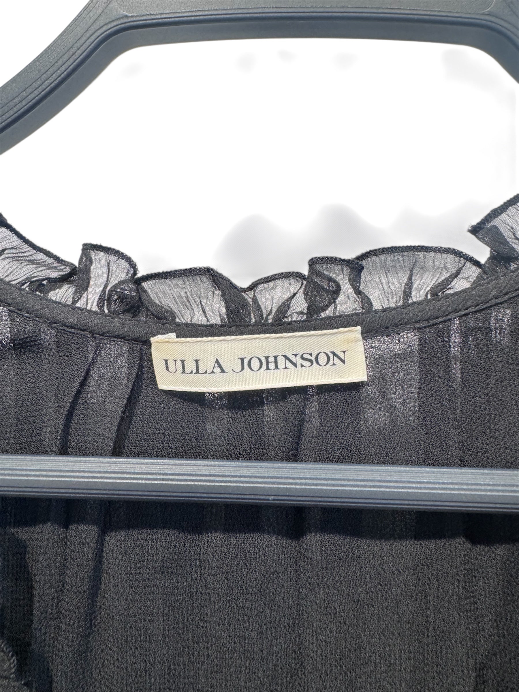 Ulla Johnson/Blouse/S/Cotton/BLK/Frilly Sheer Long Sleeve V Nec view 3