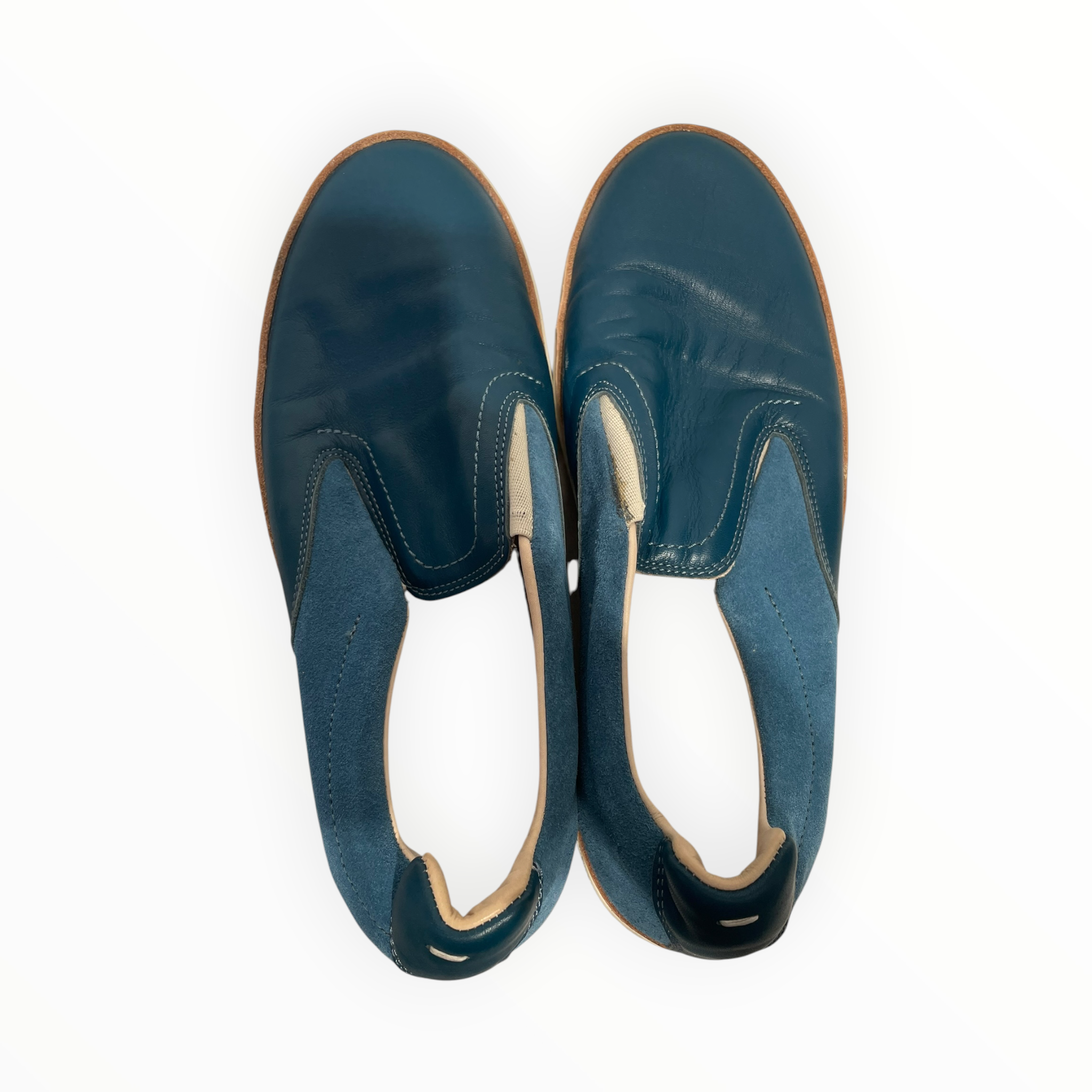 Maison Martin Margiela/Low-Sneakers/EU 41/Leather/BLU/Slip-on/LEATHER TEAL SLIP ON SNEAKER view 3