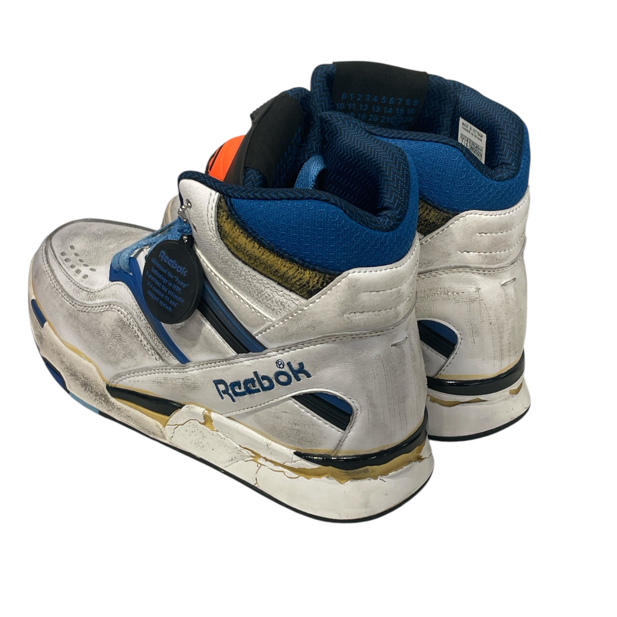 Reebok/Maison Margiela/Hi-Sneakers/US 7/WHT/THE PUMP BLUE ACCENTS view 2
