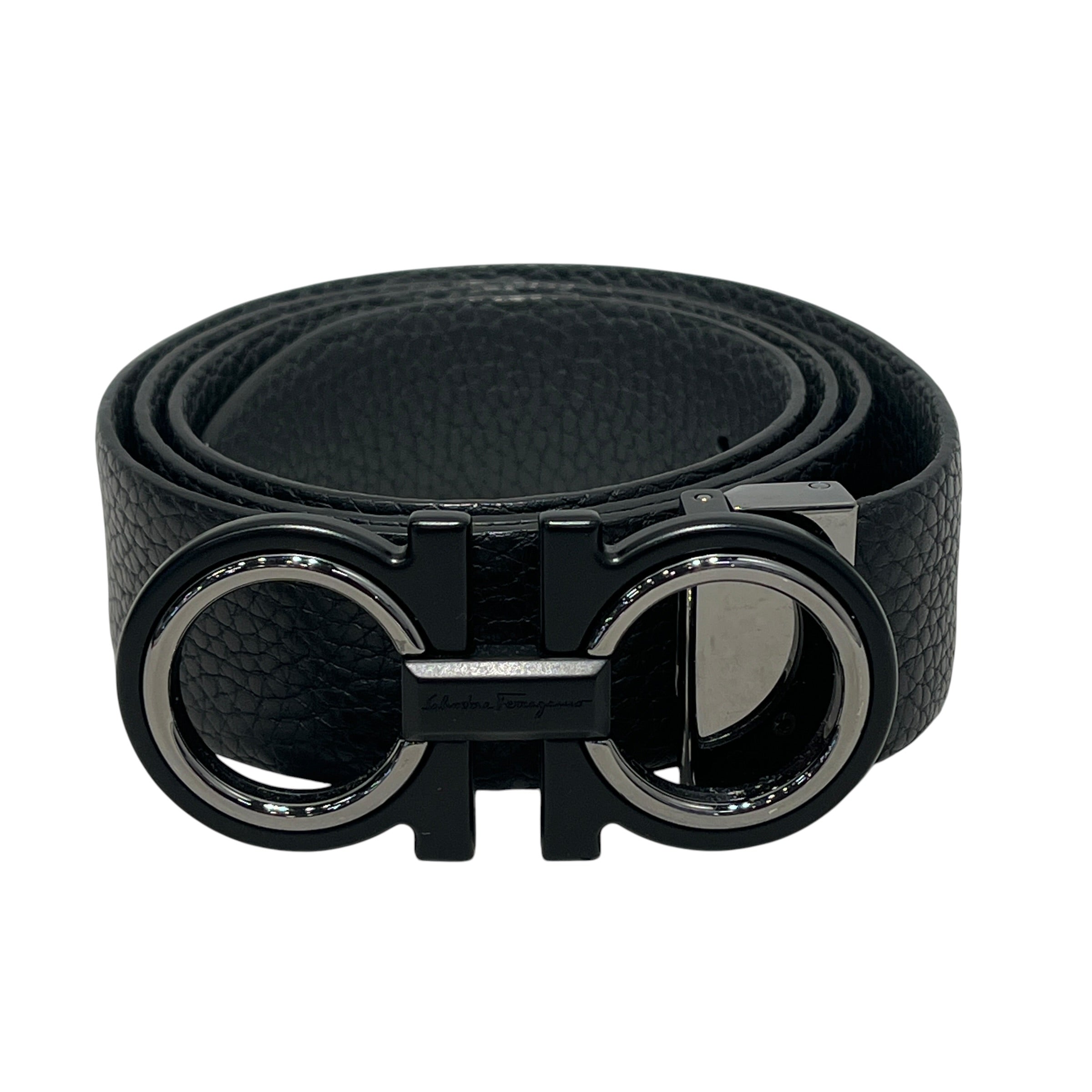 Salvatore Ferragamo/Belt/Leather/BLK/M's/PEBBLED LEATHER/GUNMETAL BUCKL view 4