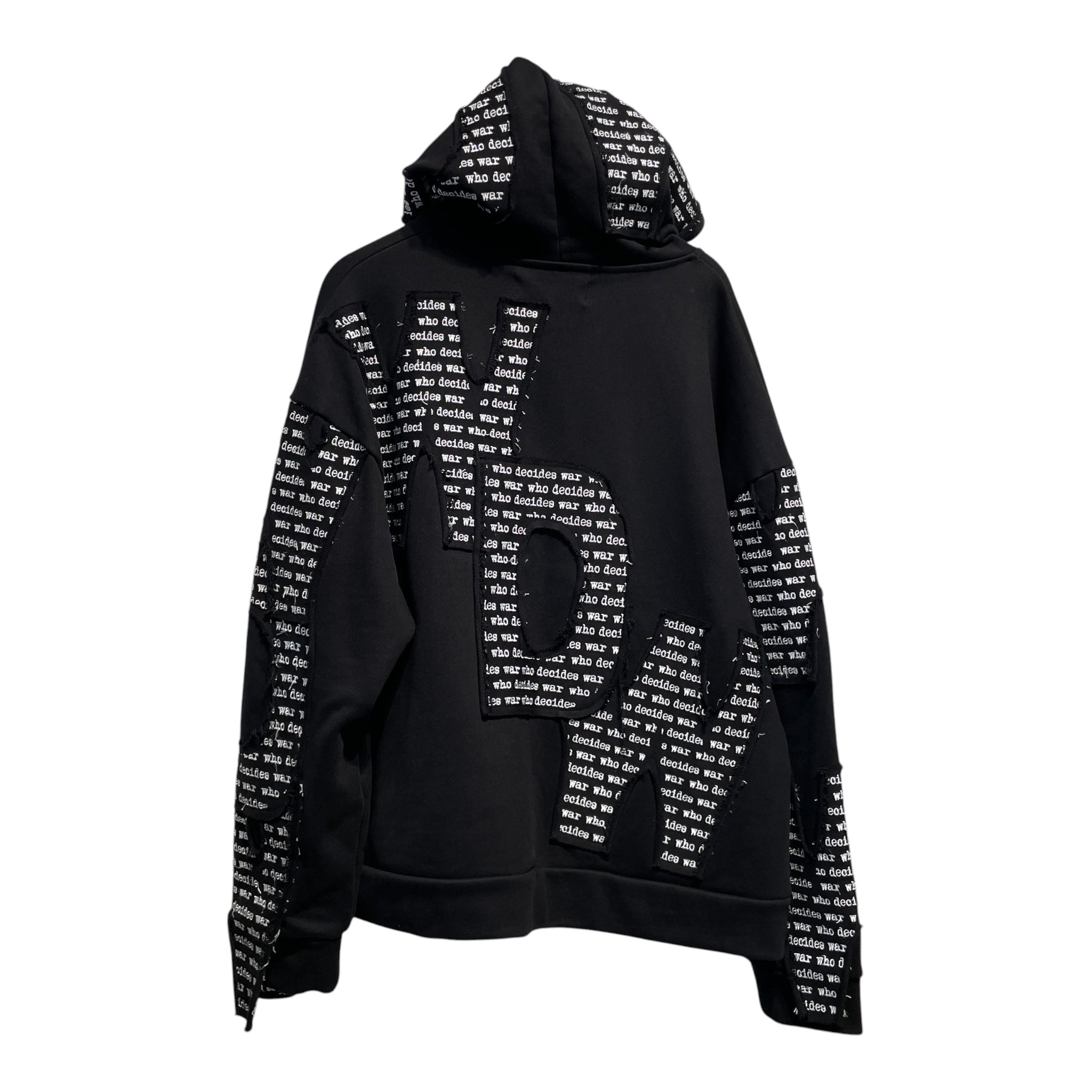 WHO DECIDES WAR/Hoodie/XL/Graphic/Cotton/BLK/OVERLAY EMBROIDERED view 2