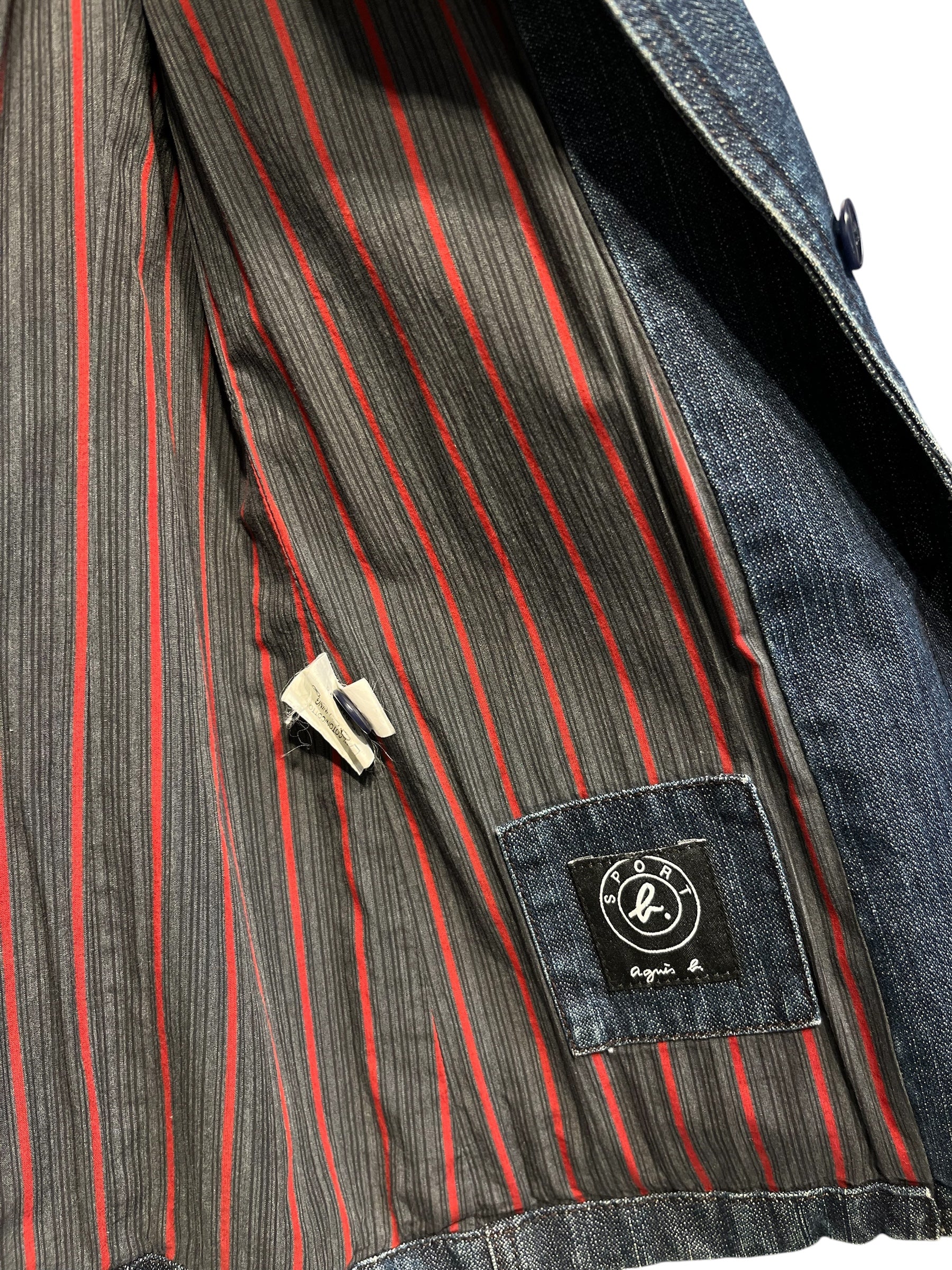 agnes b./Denim Jkt/S/Cotton/NVY/CHORE COAT STRIPE LINED view 3
