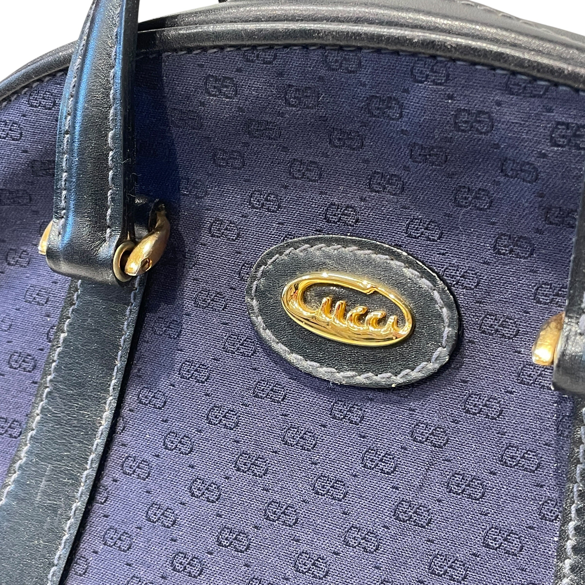 GUCCI/Bag/Monogram/Cotton/BLU/1980's Boston Bag view 3