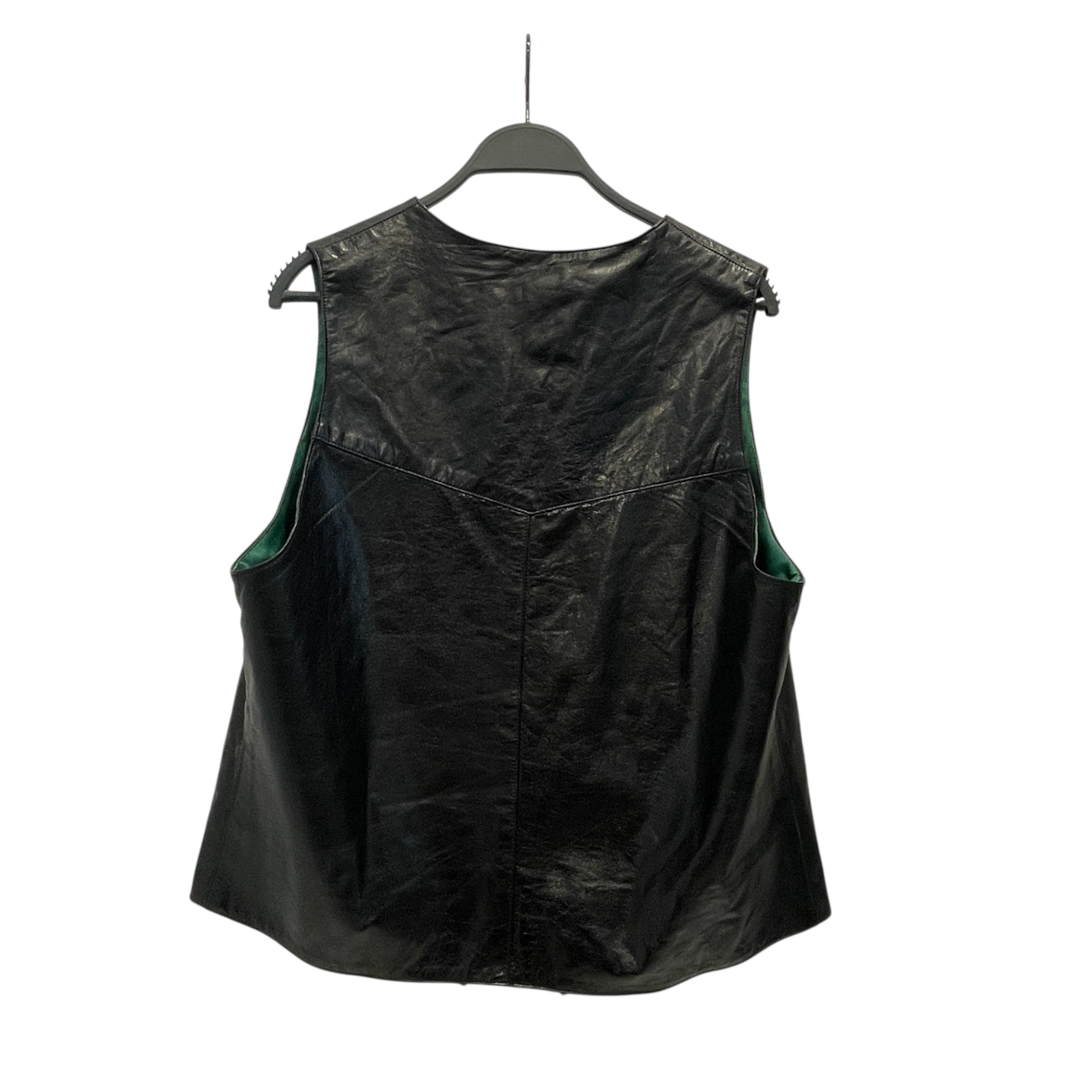 THEOPHILIO/Vest/L/Leather/BLK/LAMBSKIN LEATHER, GRN LINING view 2