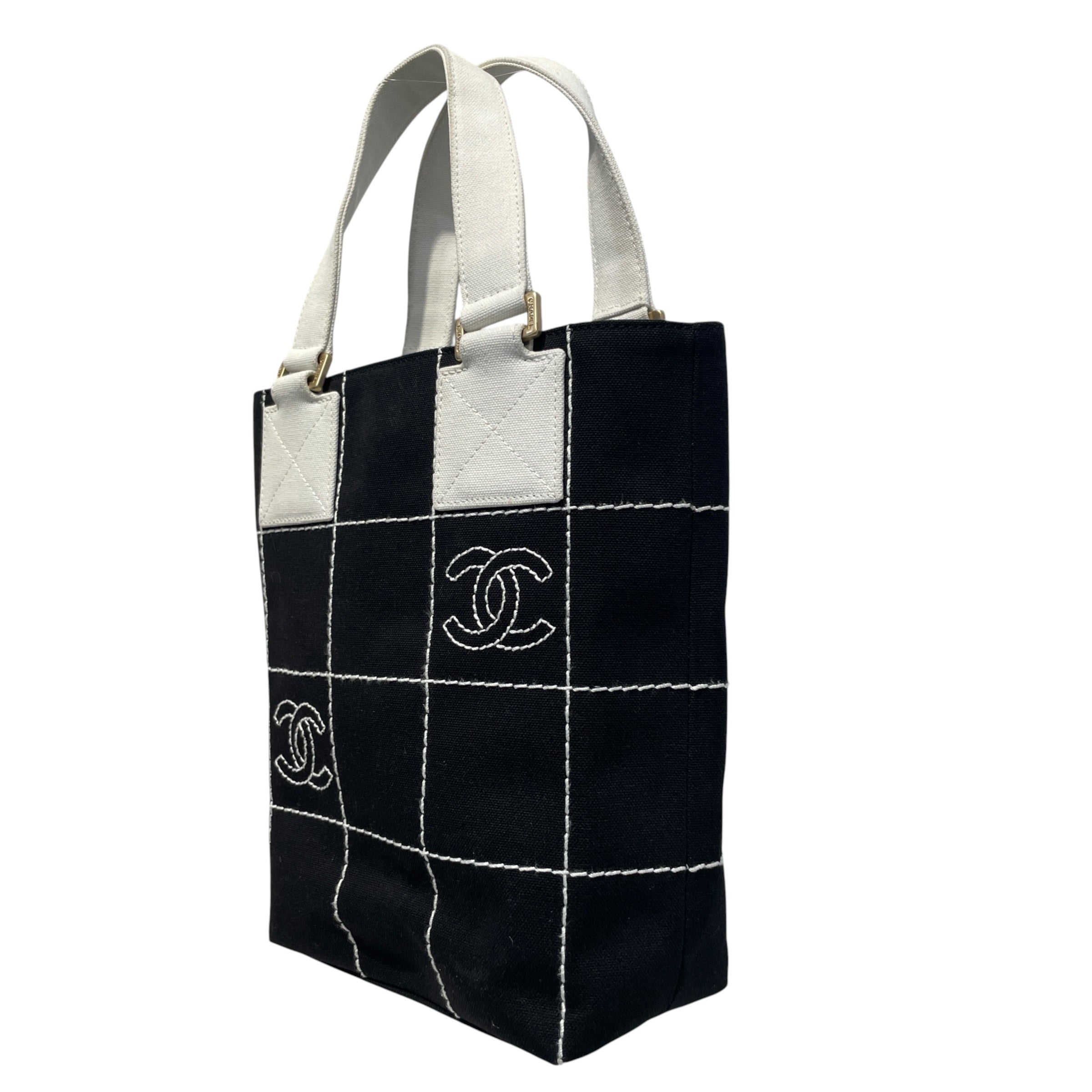 CHANEL/Tote Bag/Cotton/BLK/Canvas Square Stitch Tote view 2