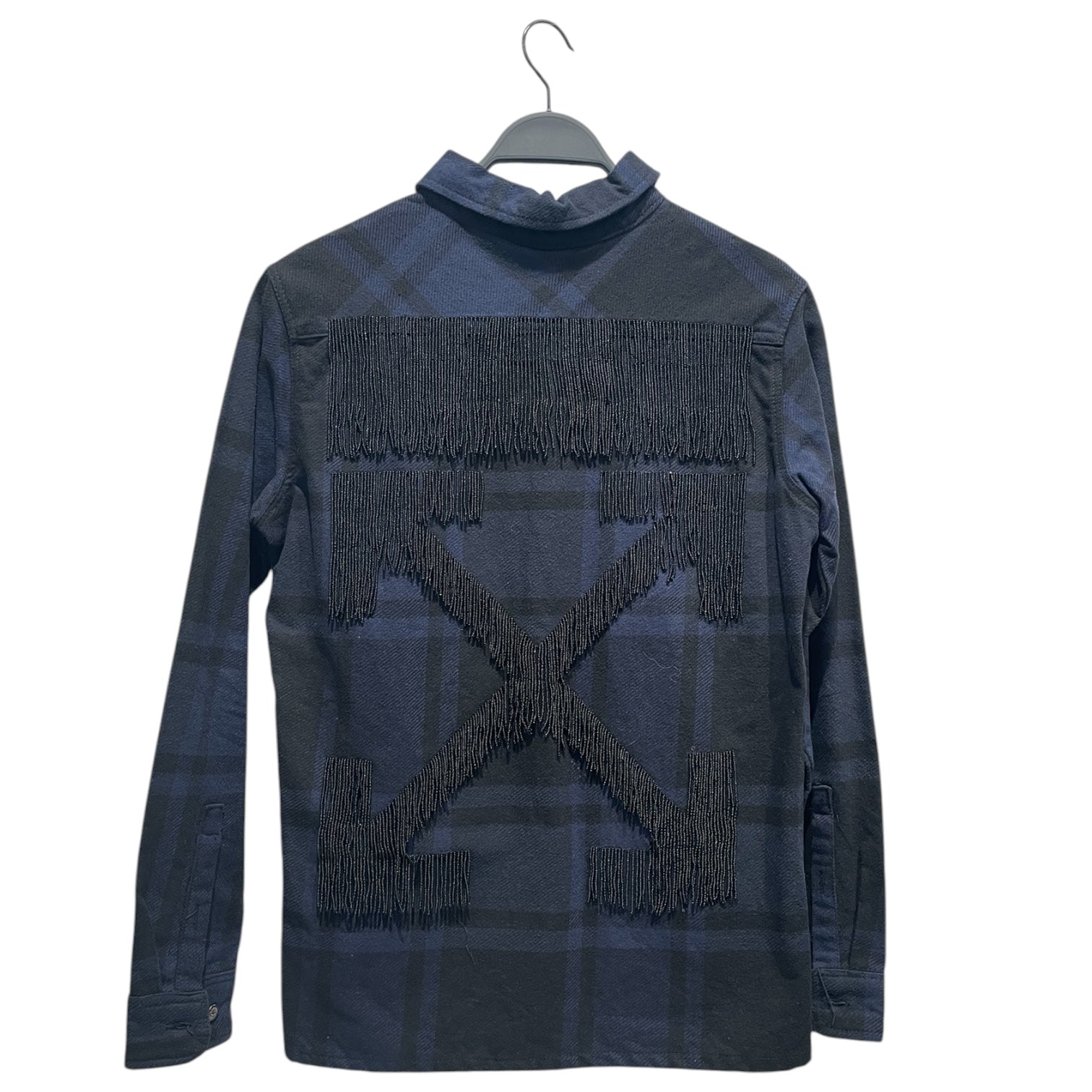 OFF-WHITE/Flannel Shirt/S/Cotton/NVY/Plaid/Off White Bead Tassels view 2