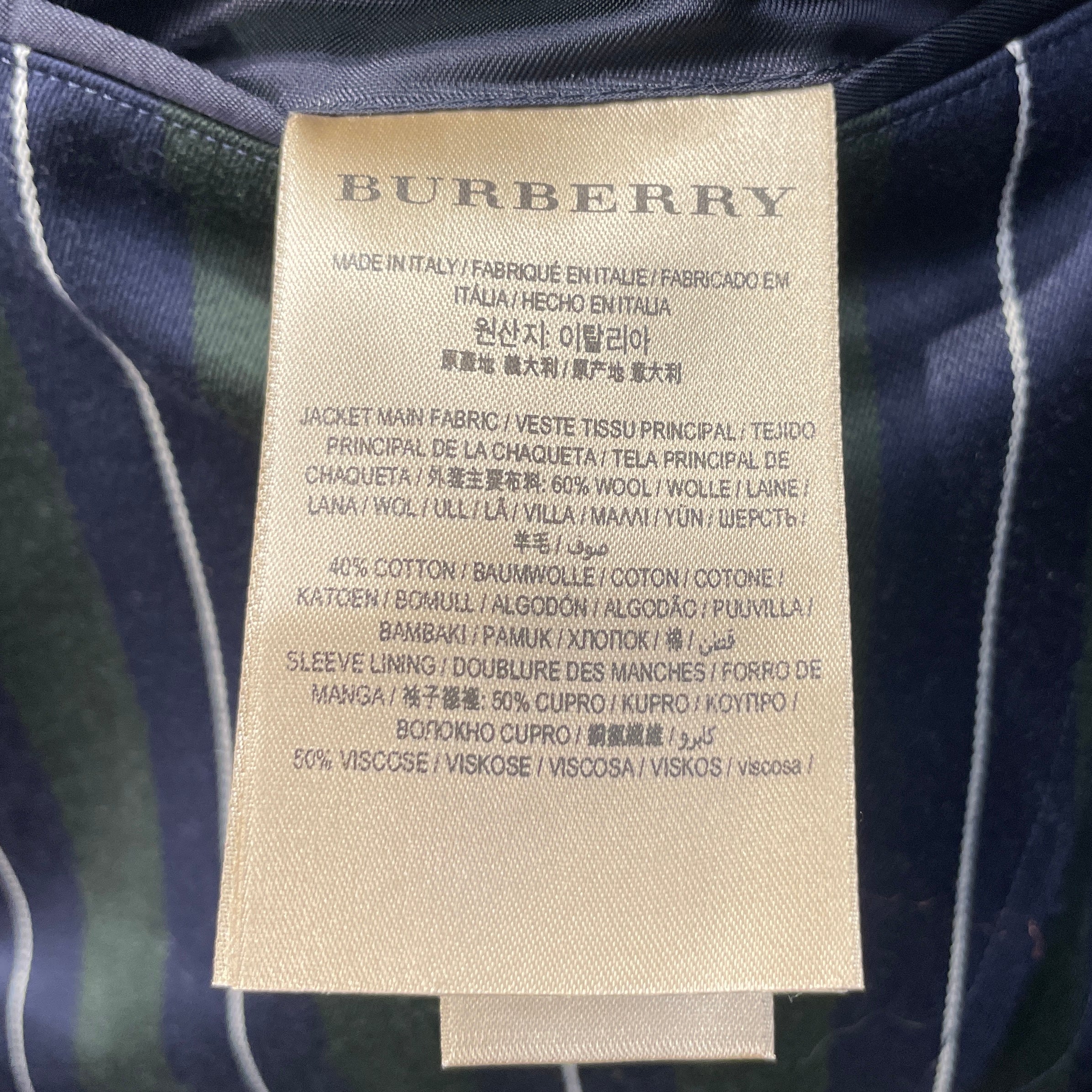BURBERRY LONDON/Tailored Jkt/50/Wool/GRN/Stripe/PATCH POCKET view 3