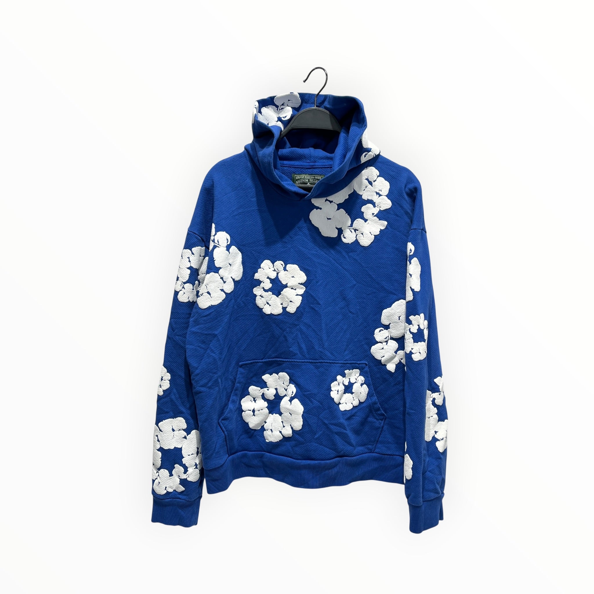 DENIM TEARS/Hoodie/L/Cotton/BLU/white flowers view 1