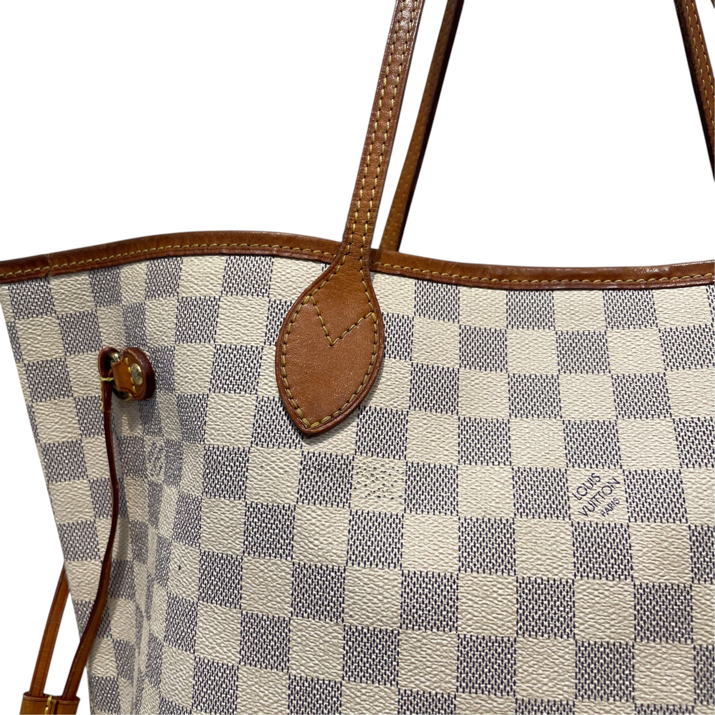 LOUIS VUITTON/Tote Bag/Leather/WHT/Damier Azur view 4