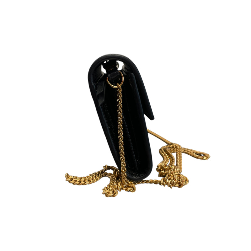 BALMAIN/Cross Body Bag/Leather/BLK/TRIFOLD PATENT CALFSKIN