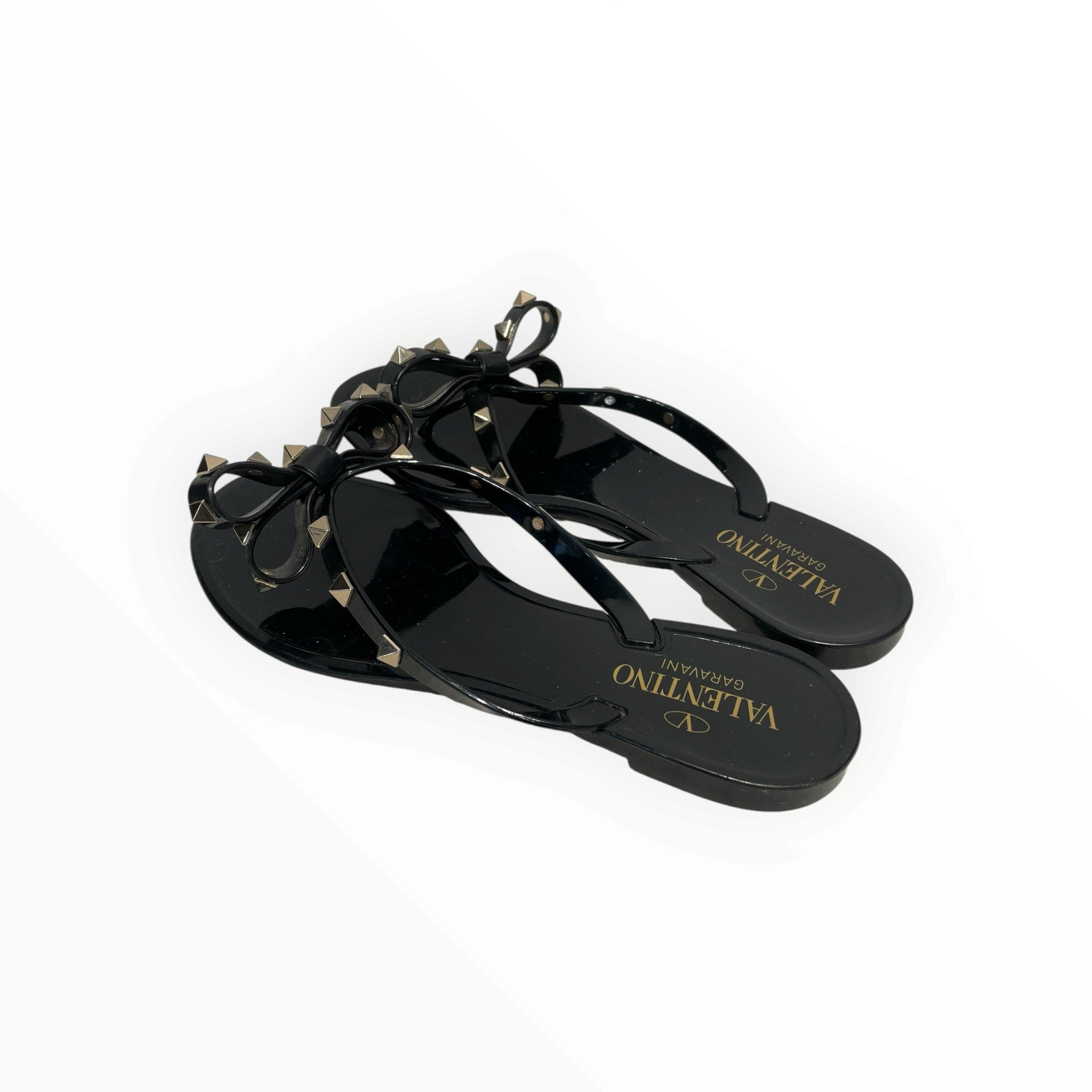 VALENTINO GARAVANI/Sandals/EU 38/Polyester/BLK/ROCKSTUD JELLY SANDLES view 2