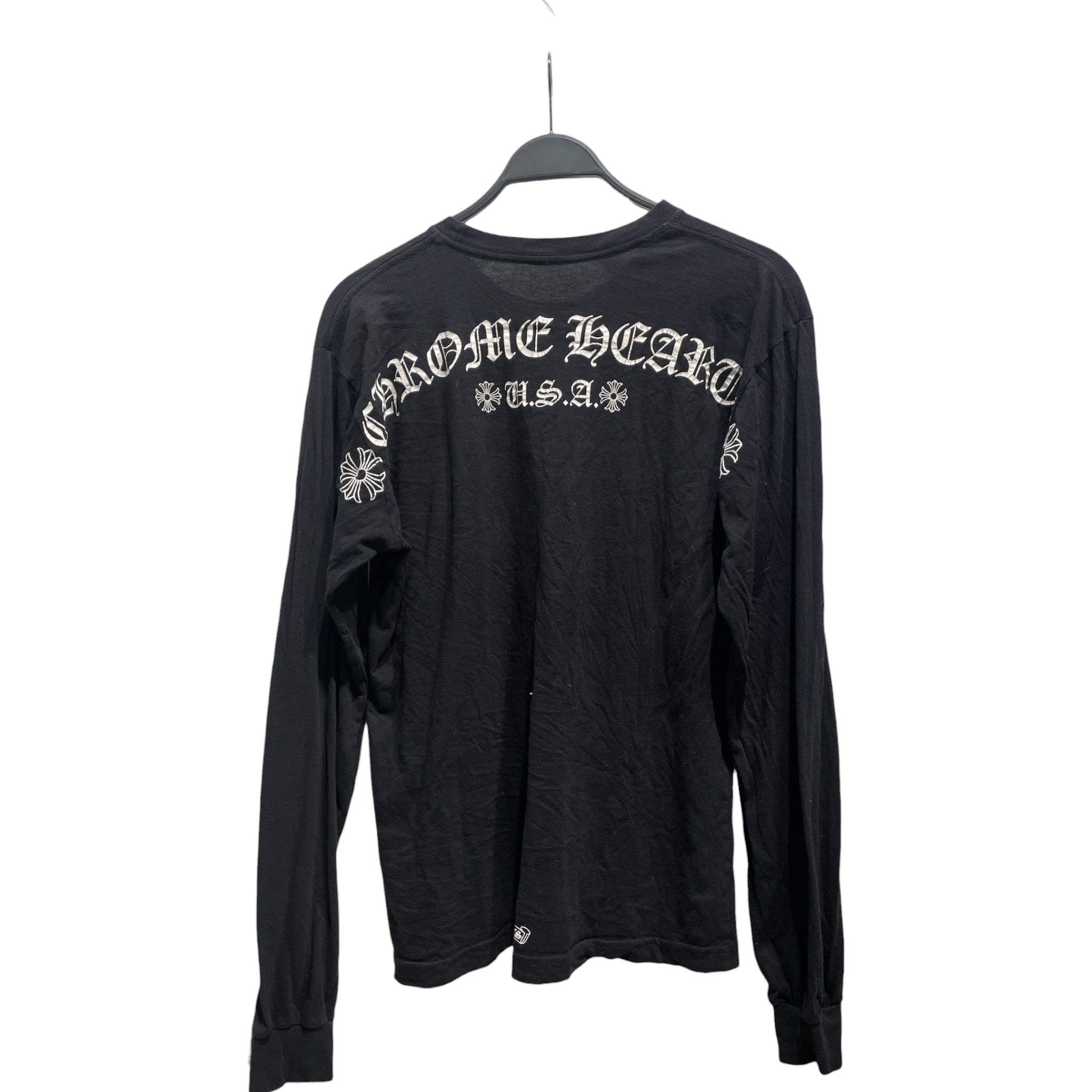 CHROME HEARTS/LS T-Shirt/L/Cotton/BLK/usa arch logo view 2