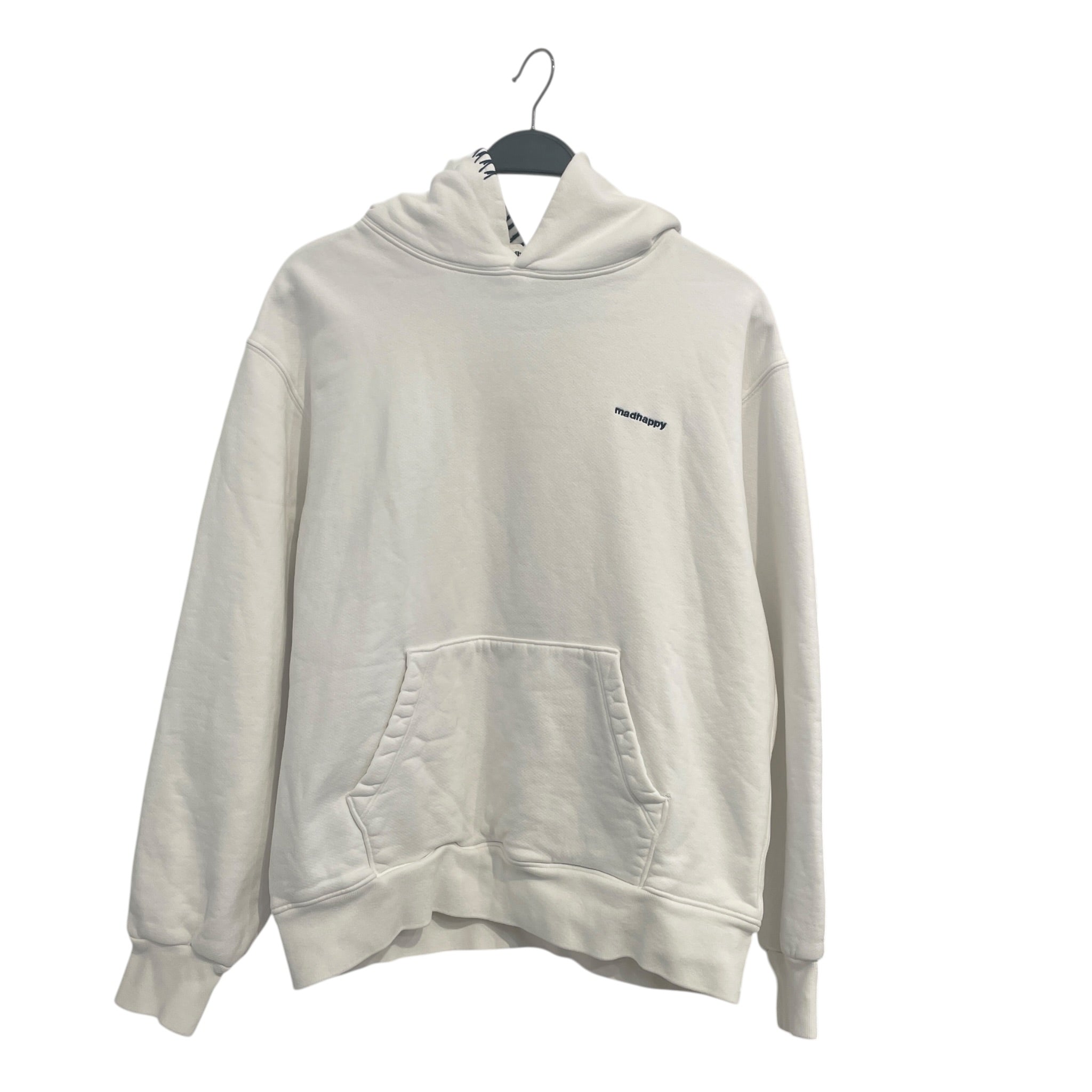 Madhappy/Hoodie/M/Cotton/WHT/blue embd details on hood view 1