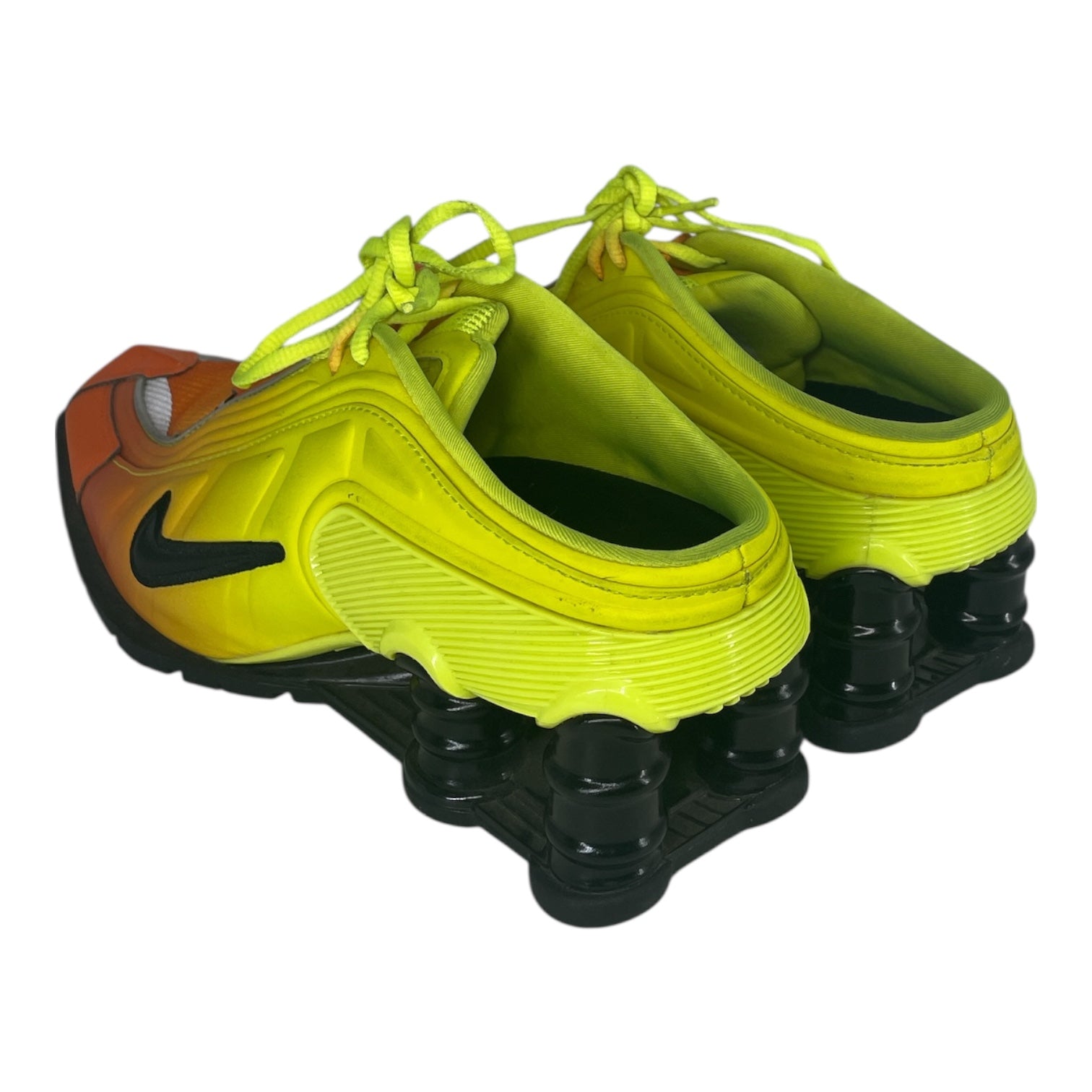 MARTINE ROSE/NIKE/Low-Sneakers/US 6.5/Leather/YEL/neon yellow/orange slides view 2