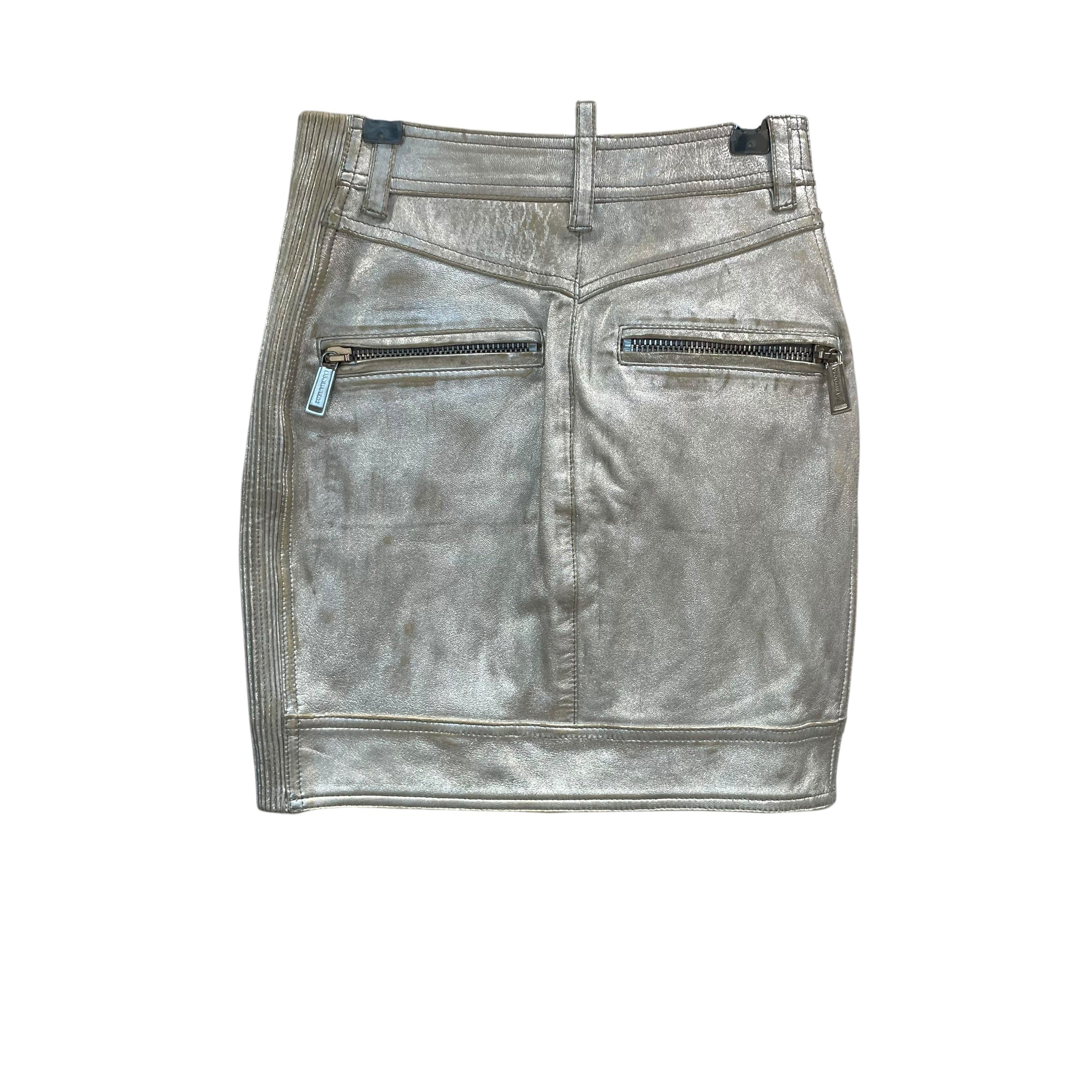 DSQUARED2/Skirt/38/Leather/SLV/asymmetrical zipper view 2