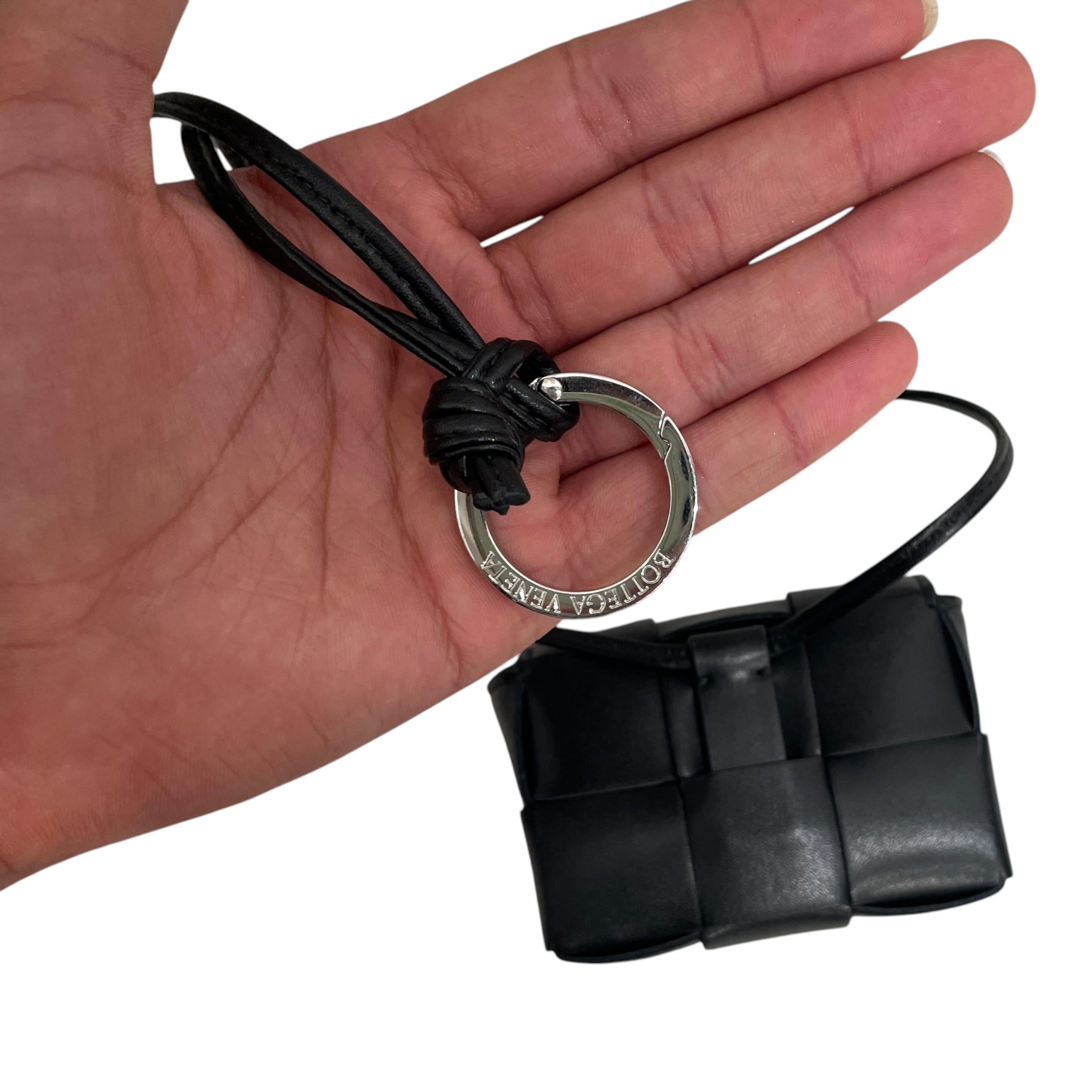 BOTTEGA VENETA/Cross Body Bag/Leather/BLK/WOVEN MINI view 4