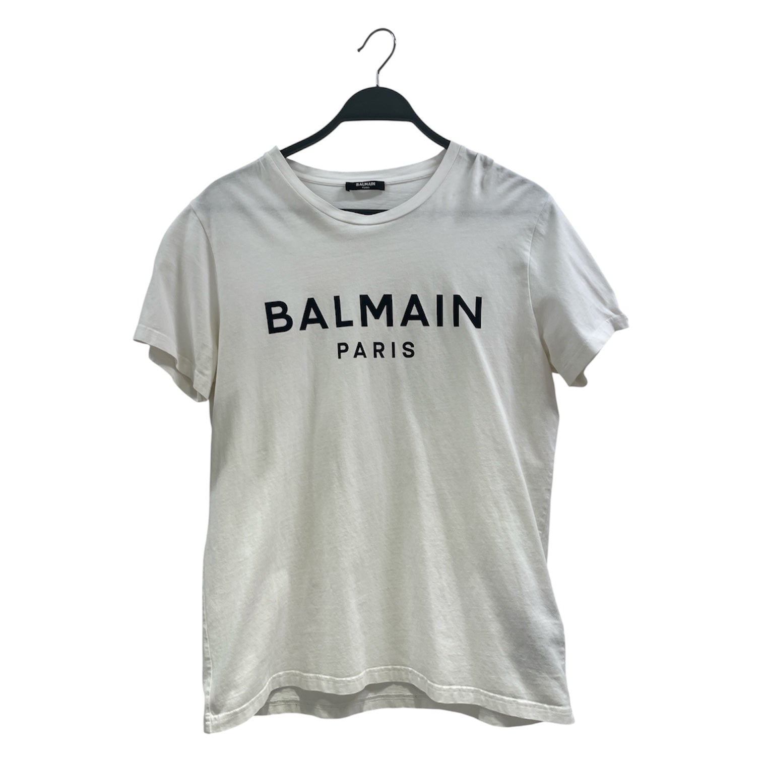 BALMAIN/T-Shirt/L/Cotton/WHT/BALMAIN PARIS LOGO view 1