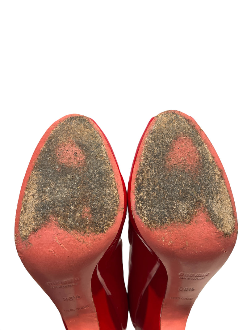 MIU MIU/Heels/US 6.5/Leather/RED/RED MIU MIU HEELS