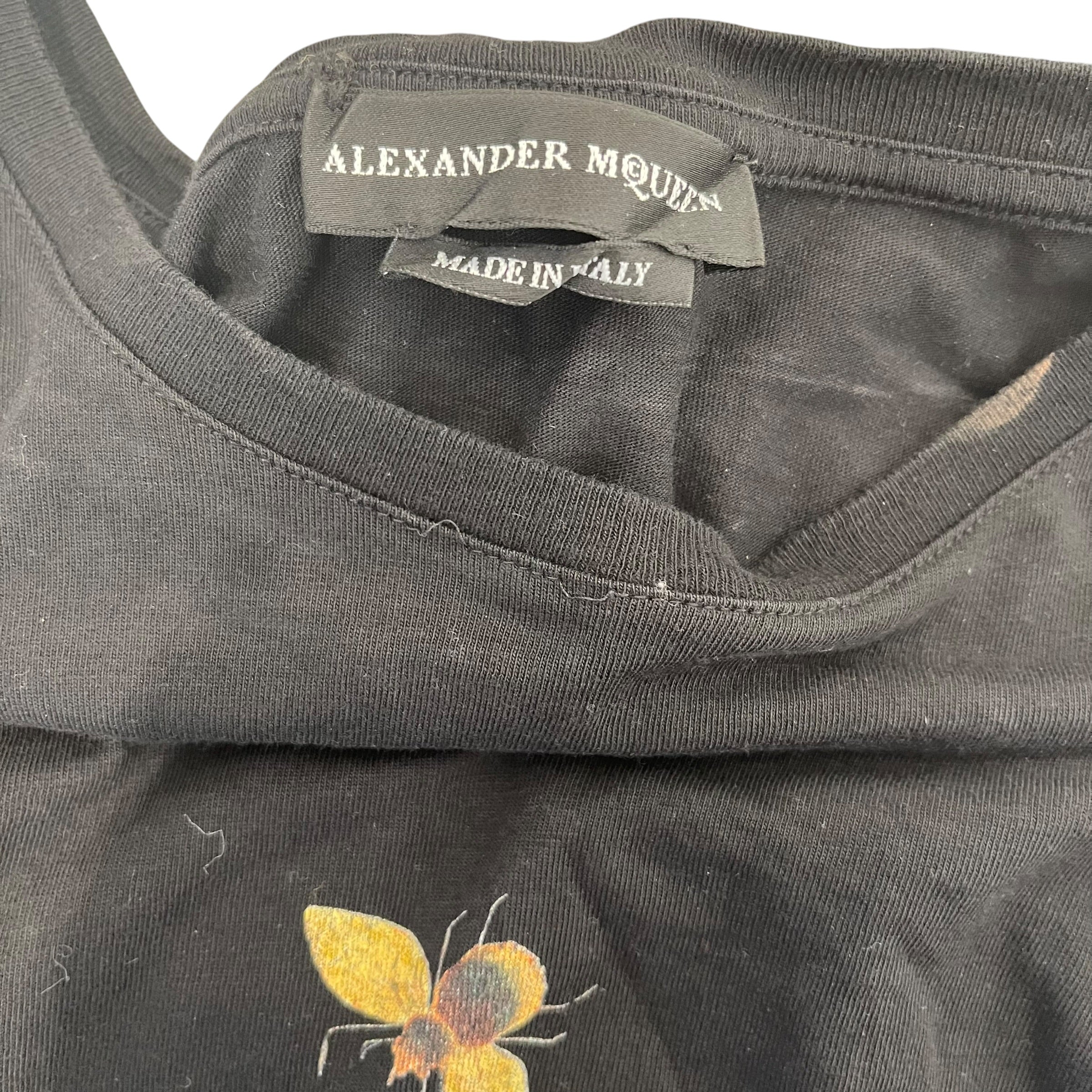Alexander McQueen/T-Shirt/L/Cotton/BLK/Floral skull view 3