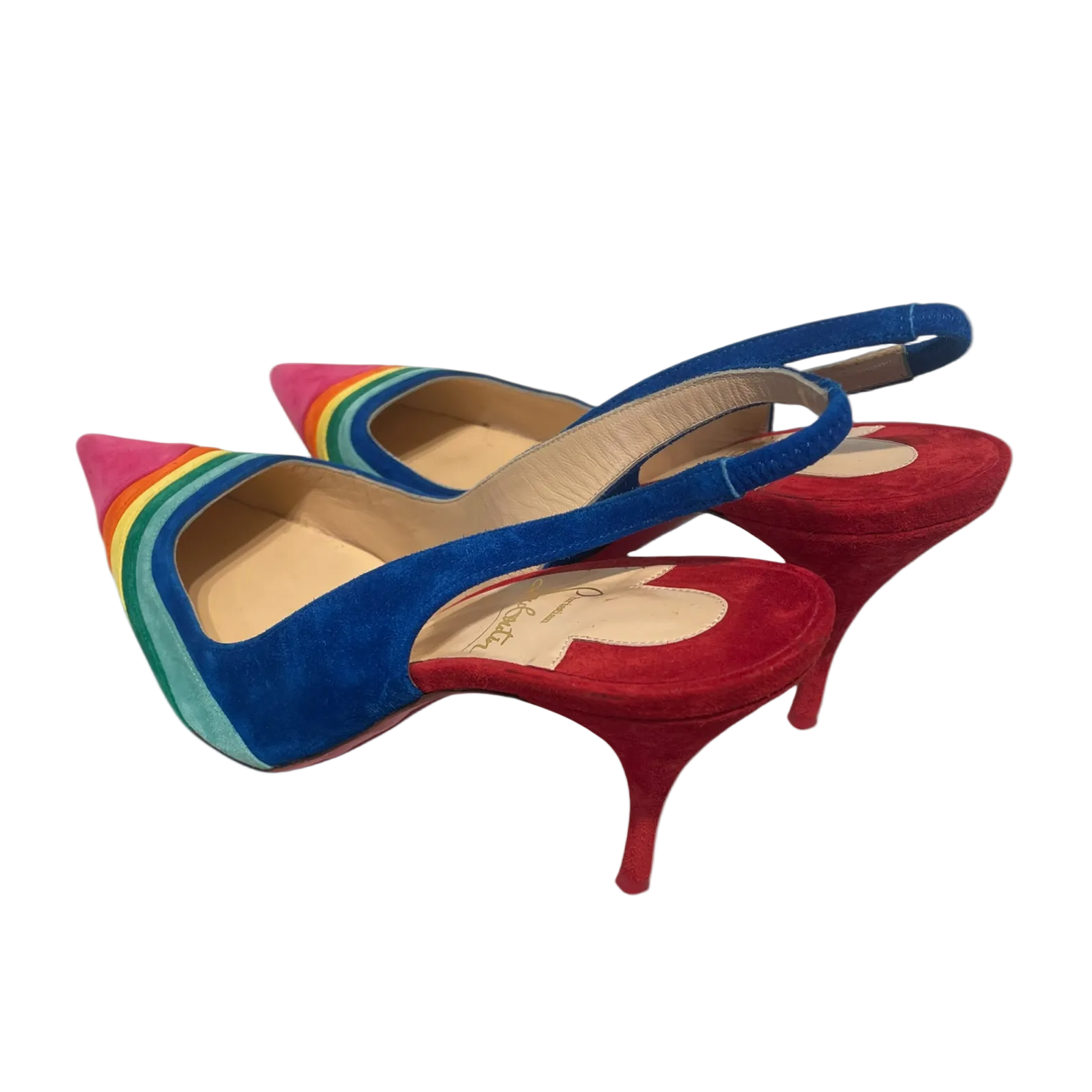 Christian Louboutin/Heels/EU 38.5/Stripe/Leather/MLT/Ankle Strap/RAINBOW view 2