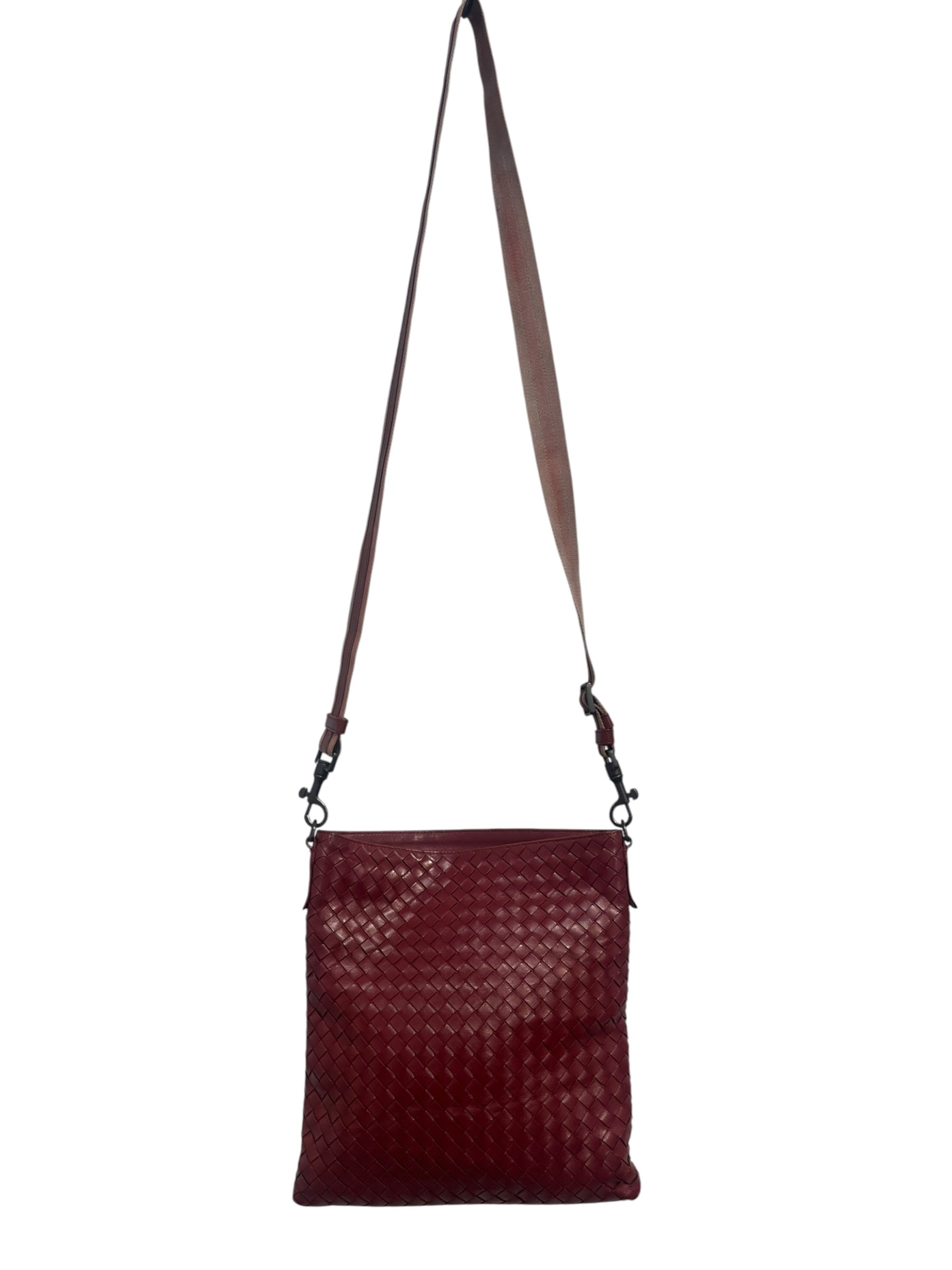 BOTTEGA VENETA/Cross Body Bag/Leather/RED/WAFFLE LEATHER STITCH view 1