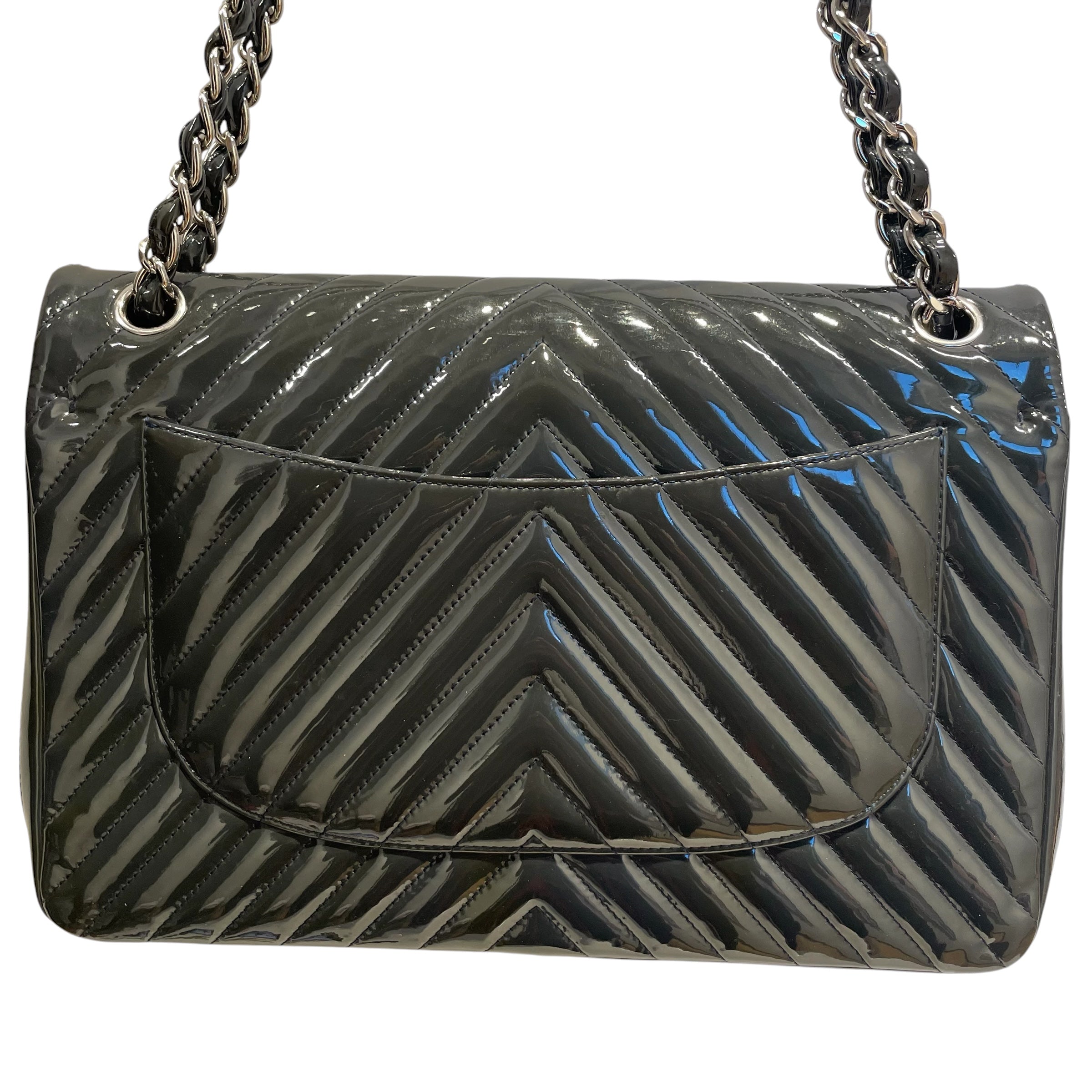 CHANEL/Hand Bag/Leather/GRN/classic/silver-tone logo view 4