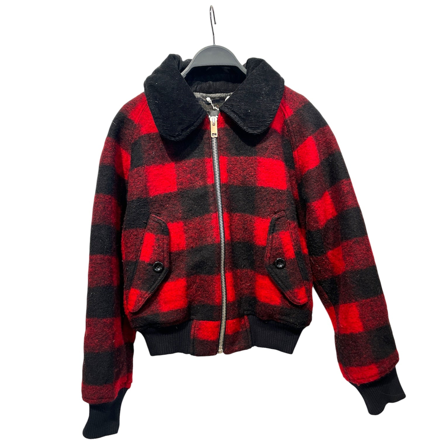 DIESEL/Fleece Jkt/S/Gingham Check/Wool/BLK/BLACK & RED ZIP UP view 1