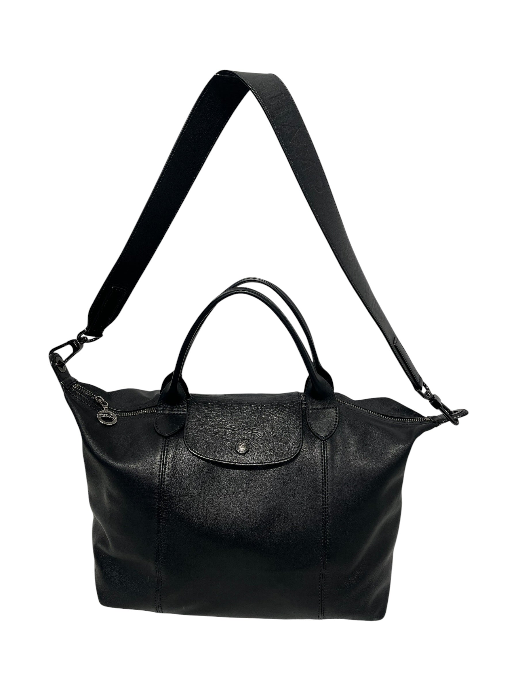 LONGCHAMP/Cross Body Bag/Leather/BLK/CALFSKIN view 1