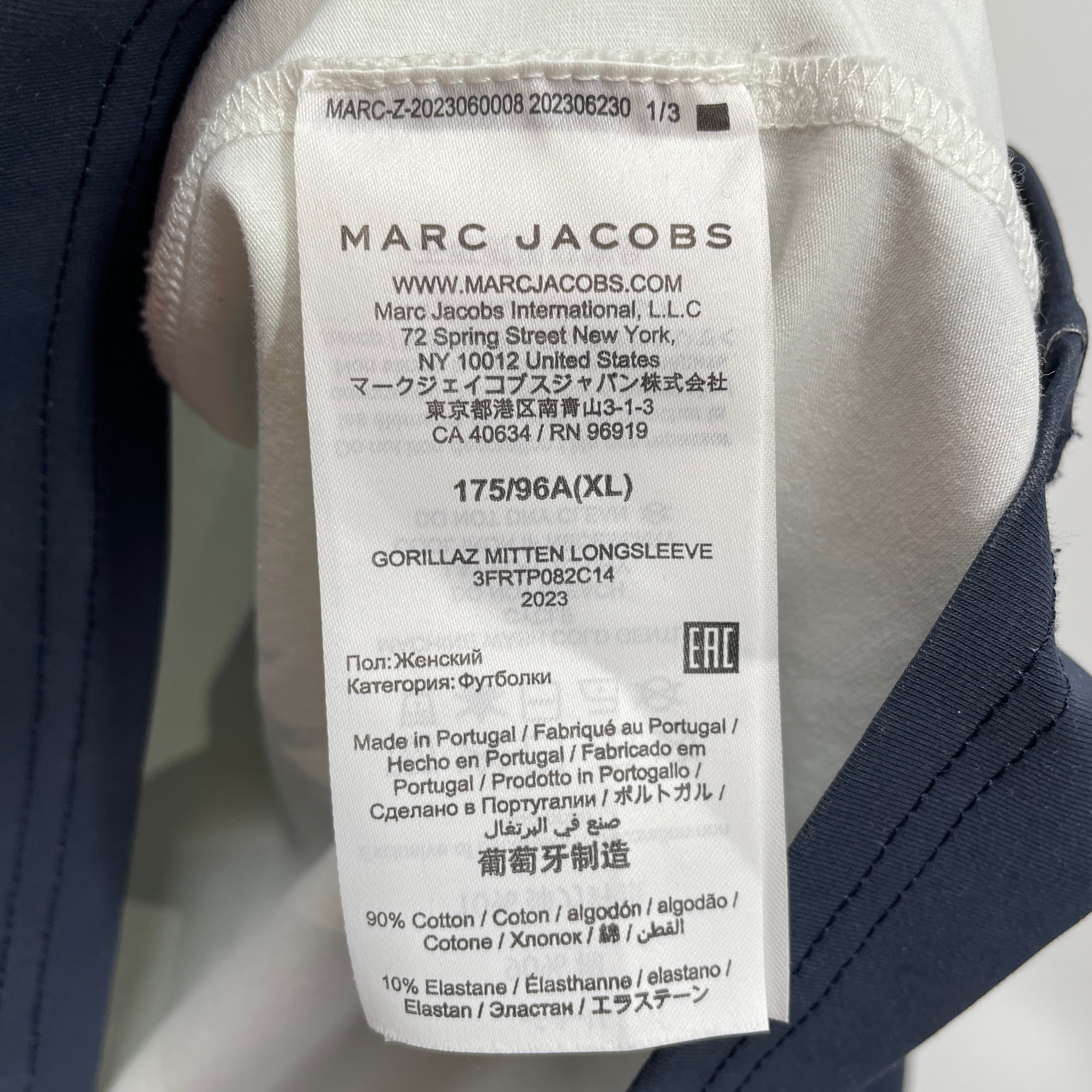 Heaven By Marc Jacobs/LS T-Shirt/XL/Graphic/Cotton/WHT/GORILLAZ\ HAND COVER\NVY view 4
