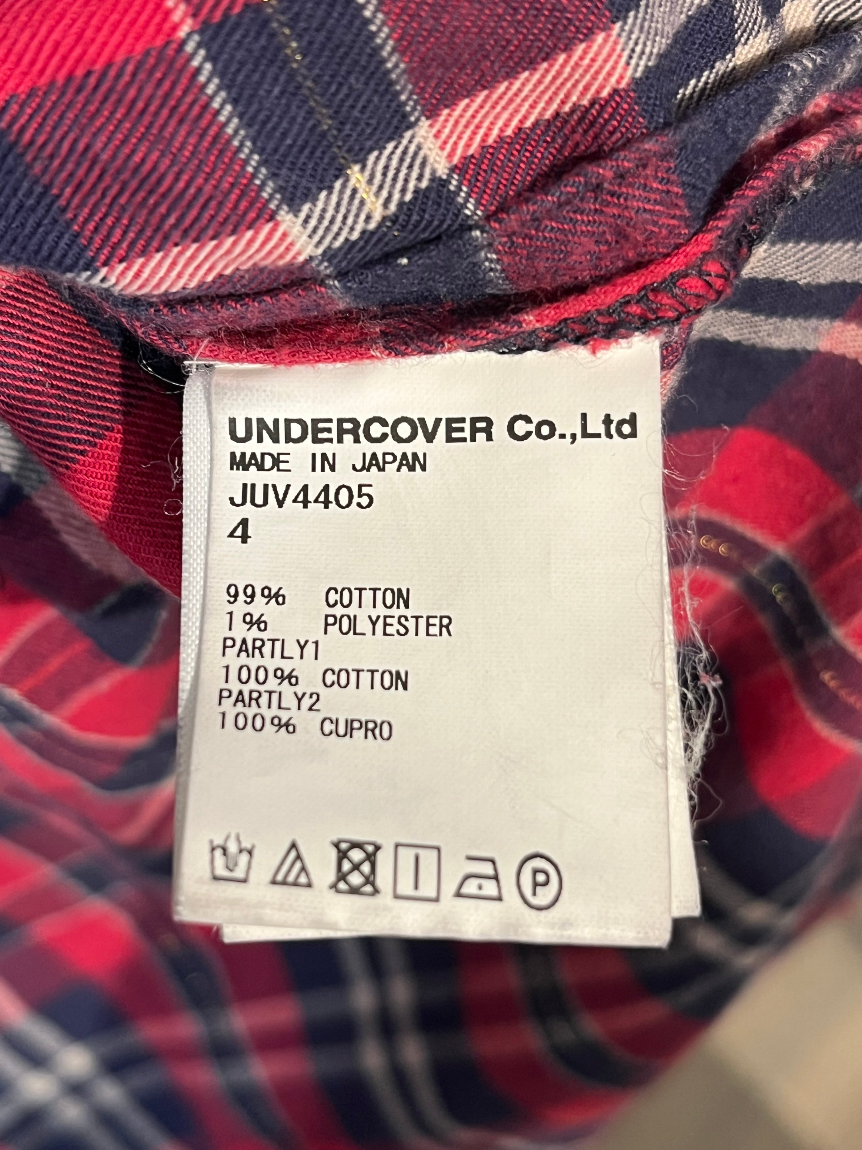 John UNDERCOVER/LS Shirt/4/Cotton/RED/Band Collar/Plaid/JUV4405 button up w/ vest view 4