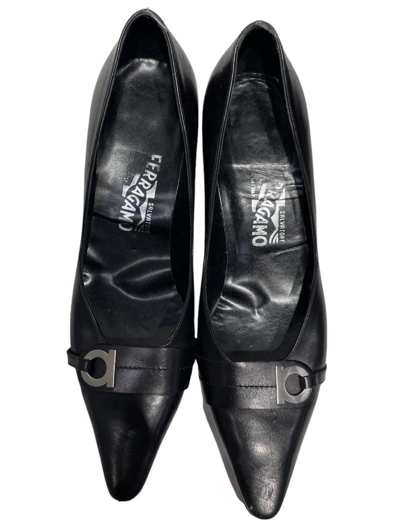 Salvatore Ferragamo/Heels/UK 6.5/Leather/BLK/