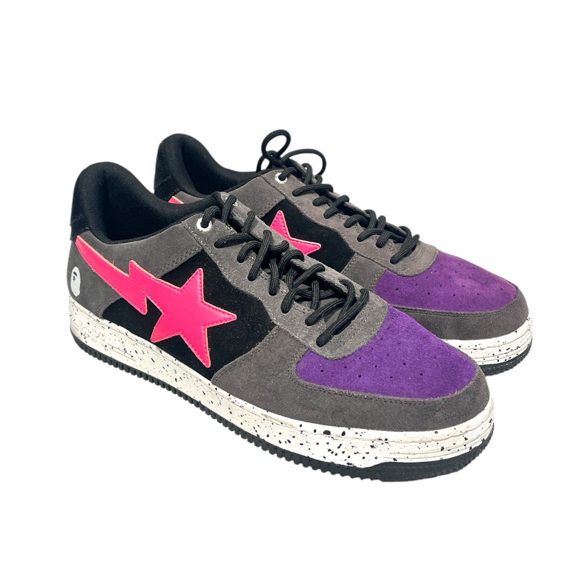 BAPE STA!/Low-Sneakers/US 12/Suede/BLK/Grey/Black/Purple view 1