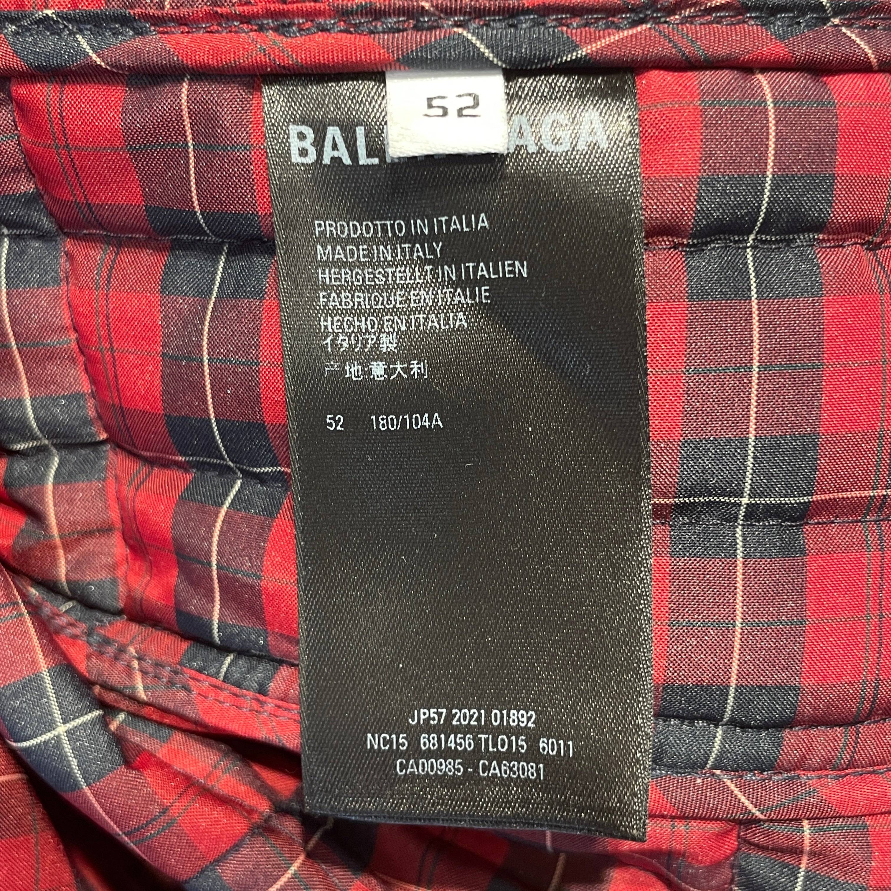 BALENCIAGA/Flannel Shirt/52/Polyester/RED/Plaid/flannel puffer view 4